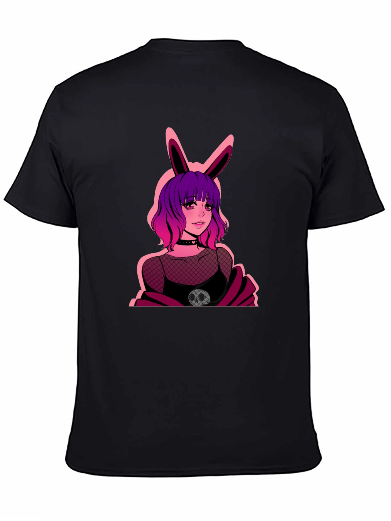 Black Goth Anime Bunny Girl Graphic Tee view 4