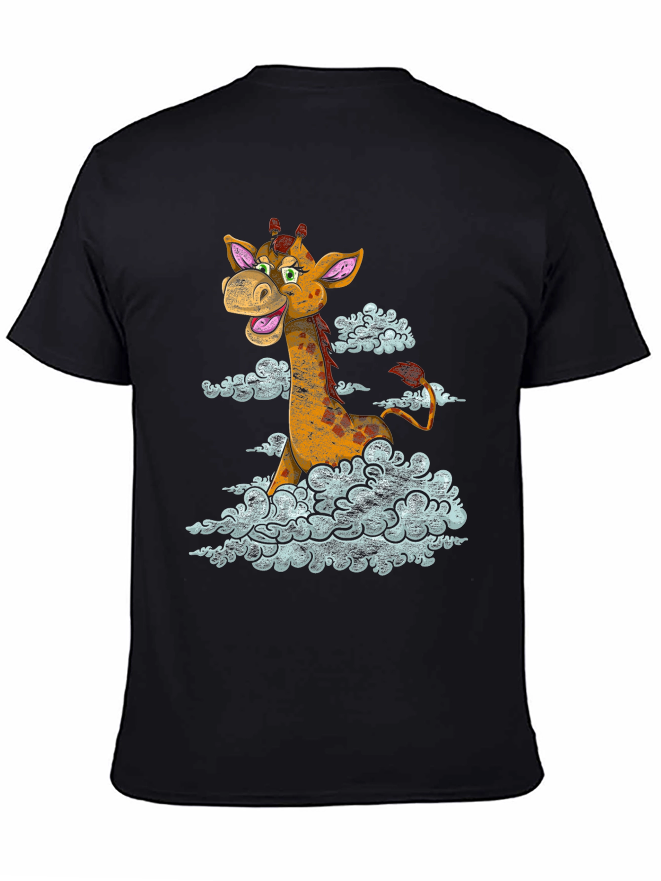 Black Giraffe in Clouds Graphic T-Shirt view 4