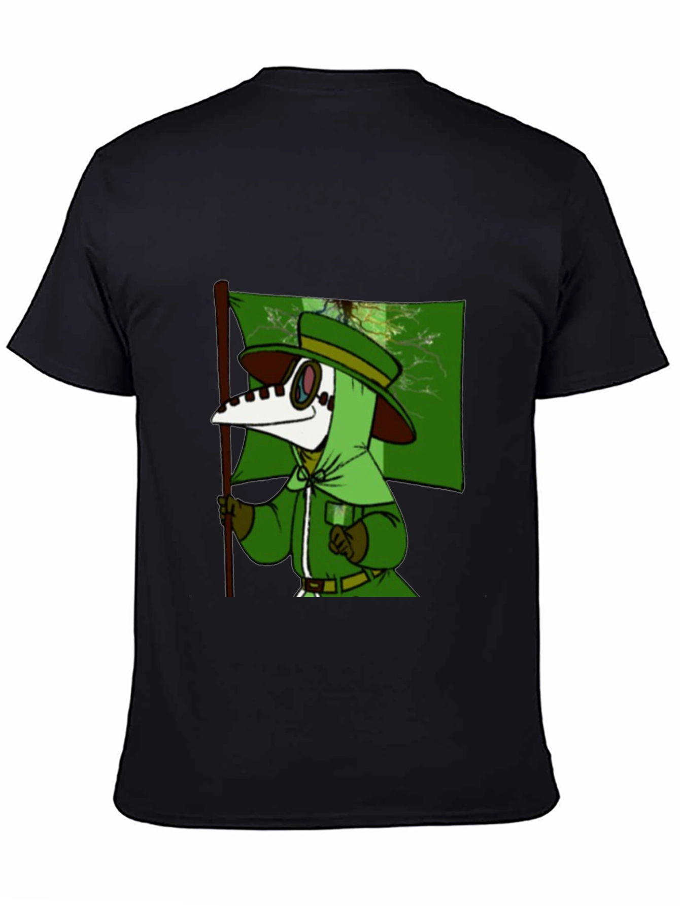 Black Plague Doctor Cartoon T-Shirt - Unique Graphic Tee view 4