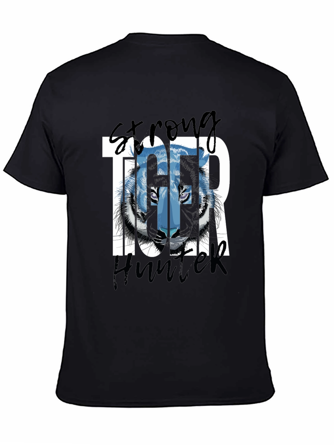 Black Strong Tiger Hunter Black Graphic Tee view 4
