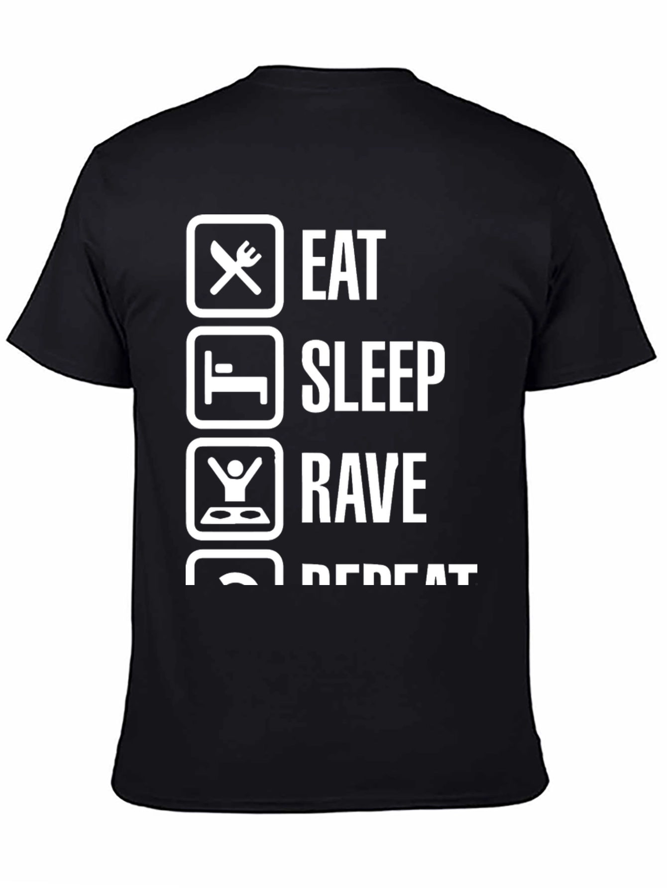 Black Eat Sleep Rave Repeat Graphic Tee view 4