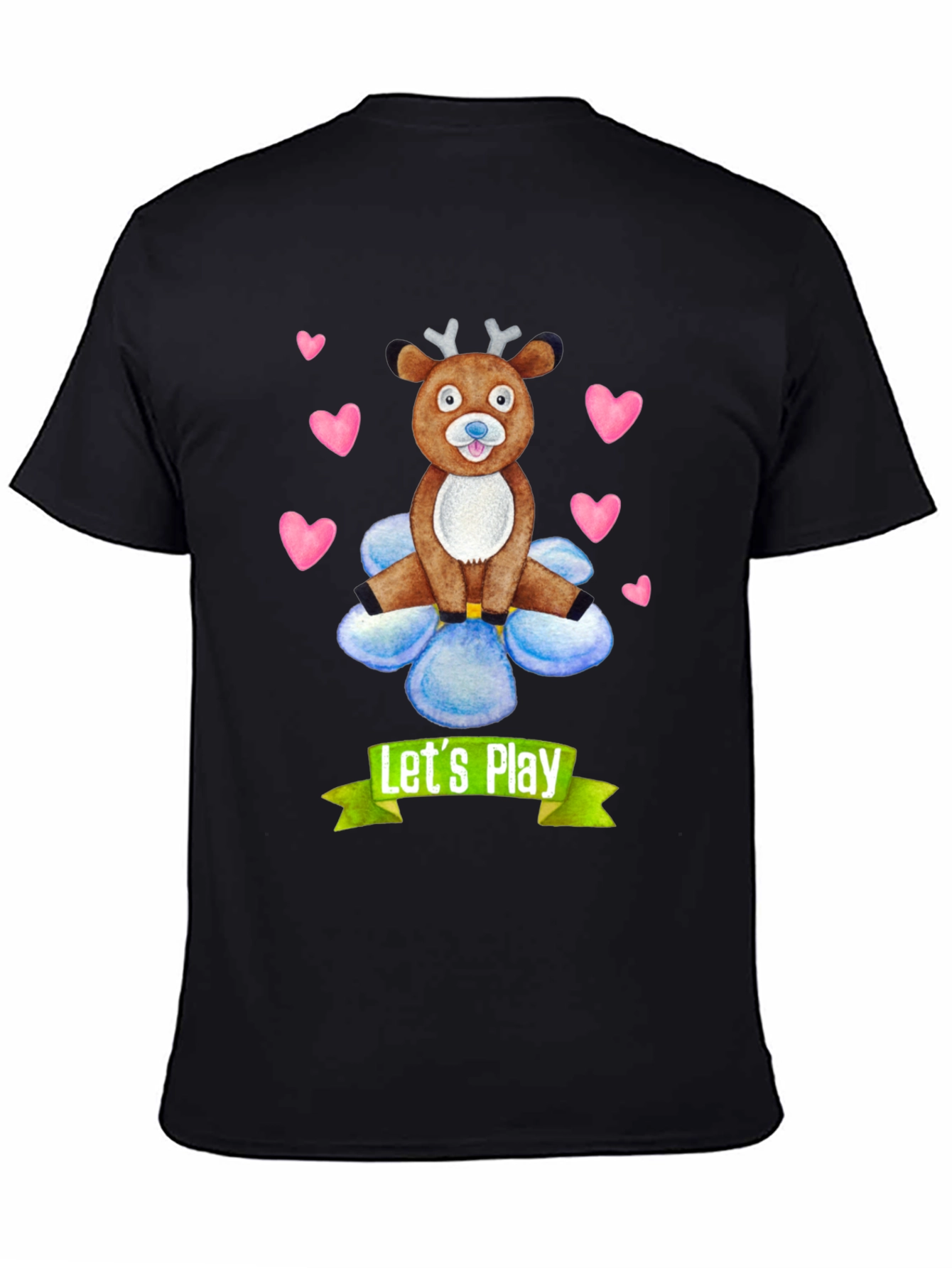 Black Let's Play Reindeer Graphic Tee view 4
