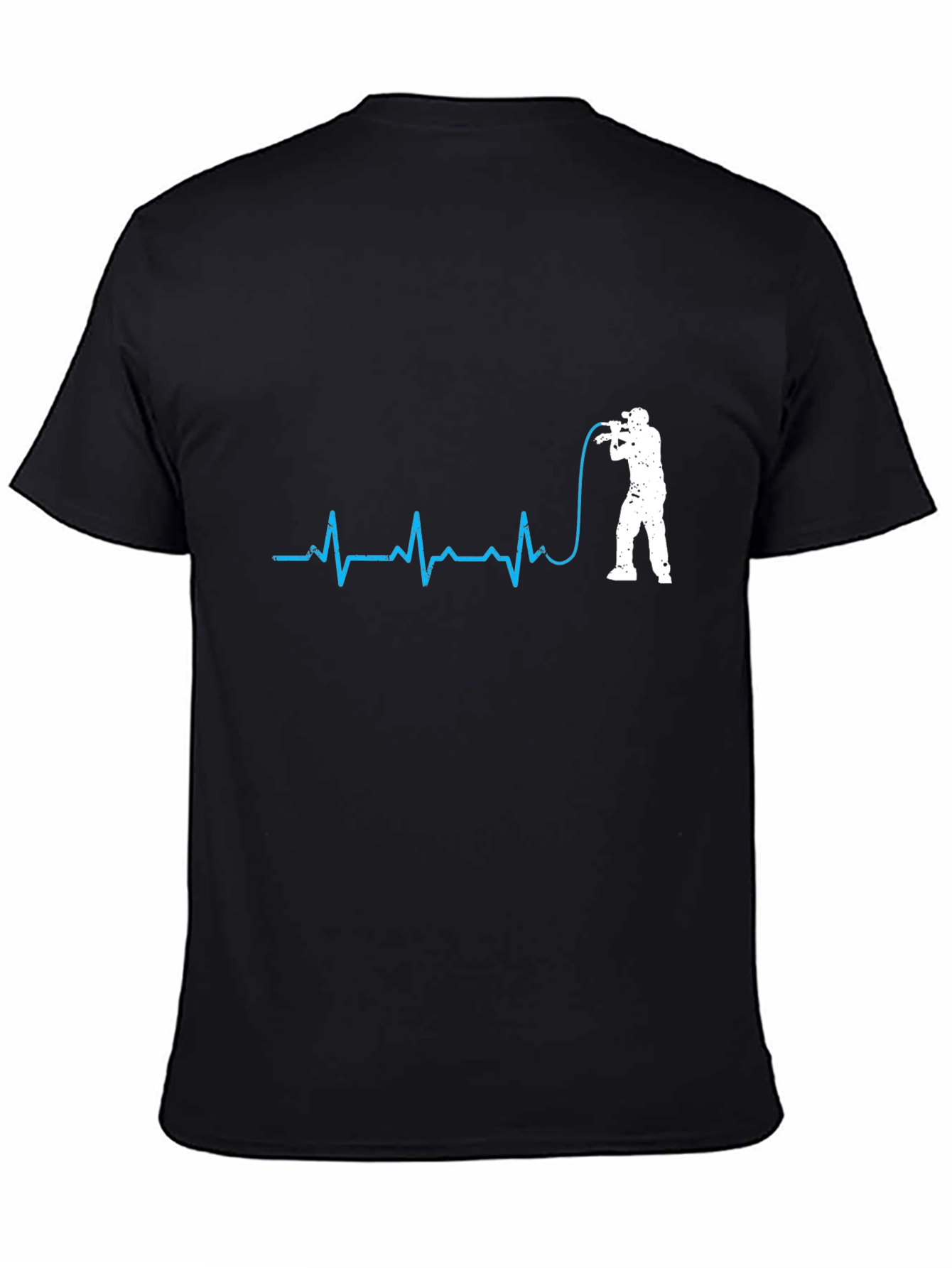 Black Photographer Heartbeat T-Shirt - Black Graphic Tee view 4