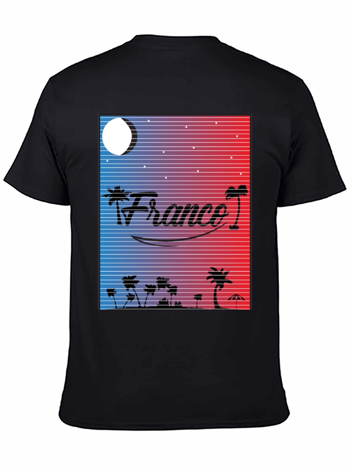 Black France Retro Graphic T-Shirt - Black view 4
