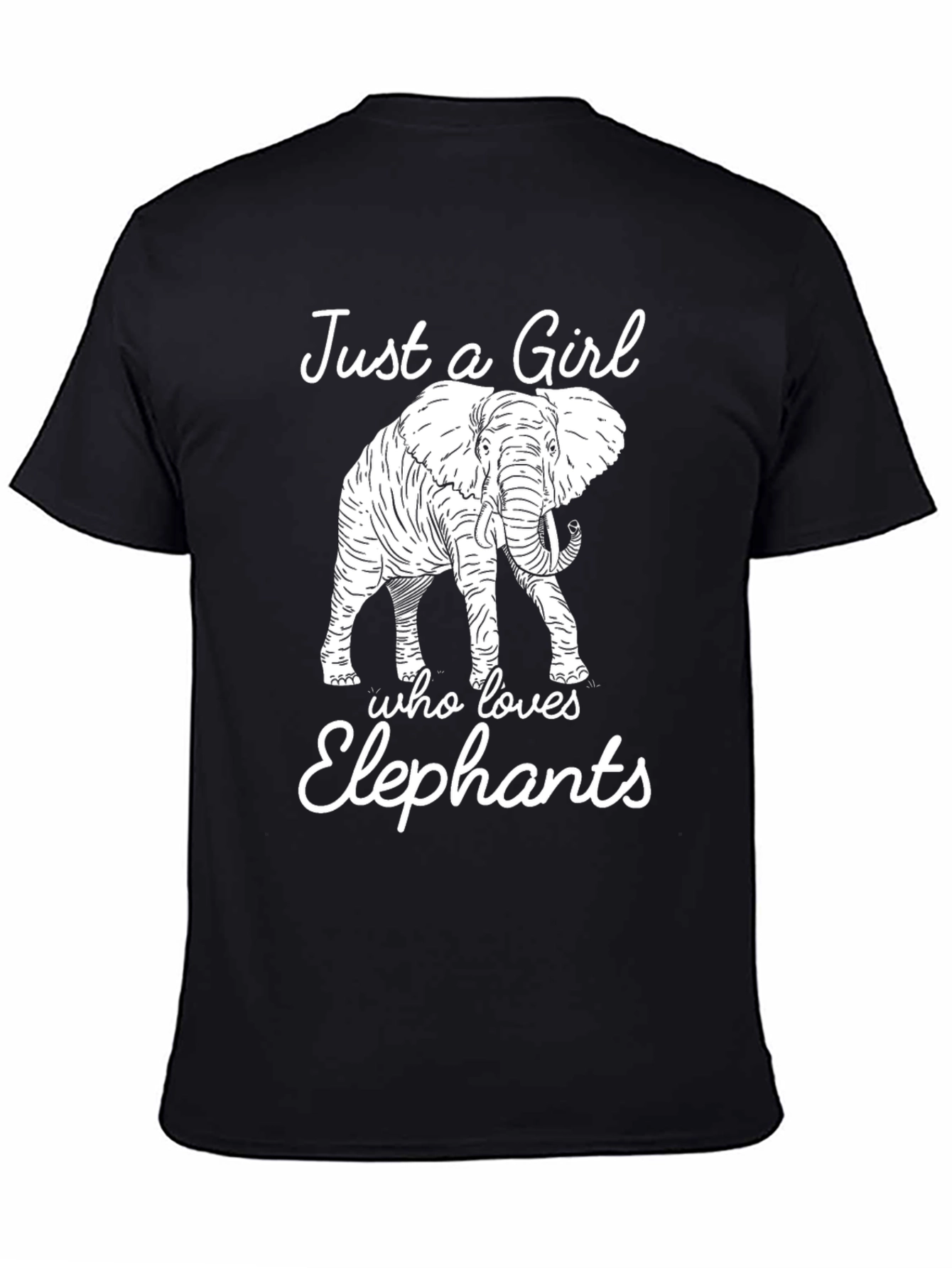 Black Just a Girl Who Loves Elephants T-Shirt view 4