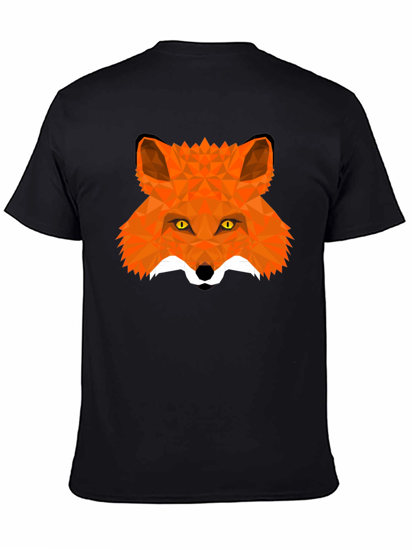 Black Geometric Fox Head T-Shirt view 4
