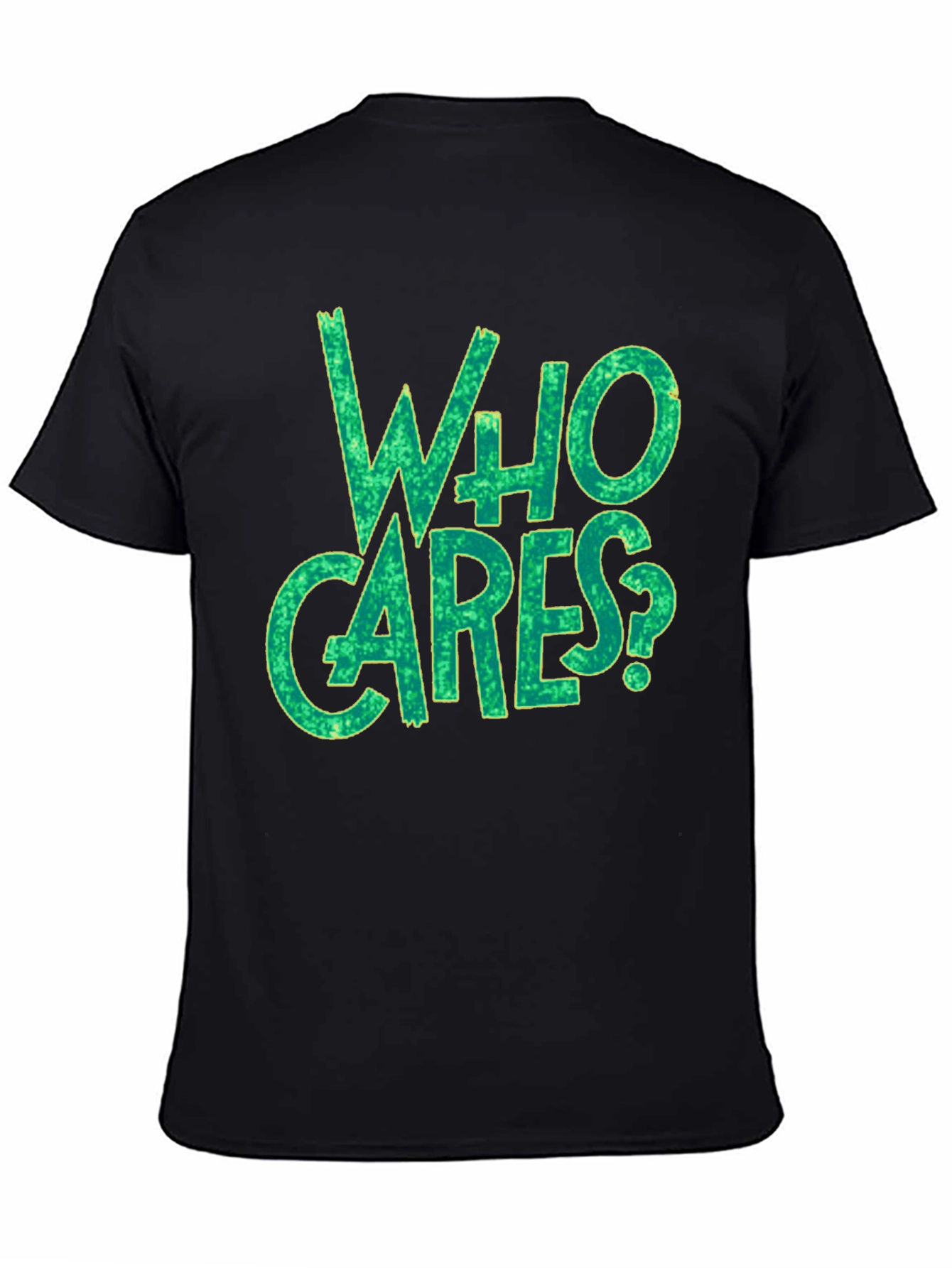 Black Who Cares? Graphic Print Black T-Shirt view 4