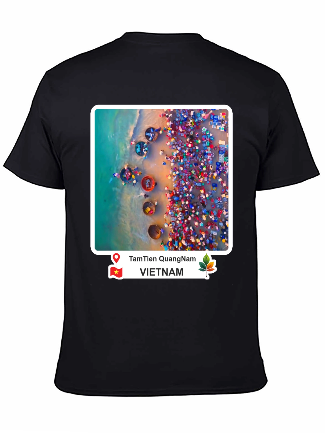 Black Vietnam Coastal Scene Graphic T-Shirt view 4