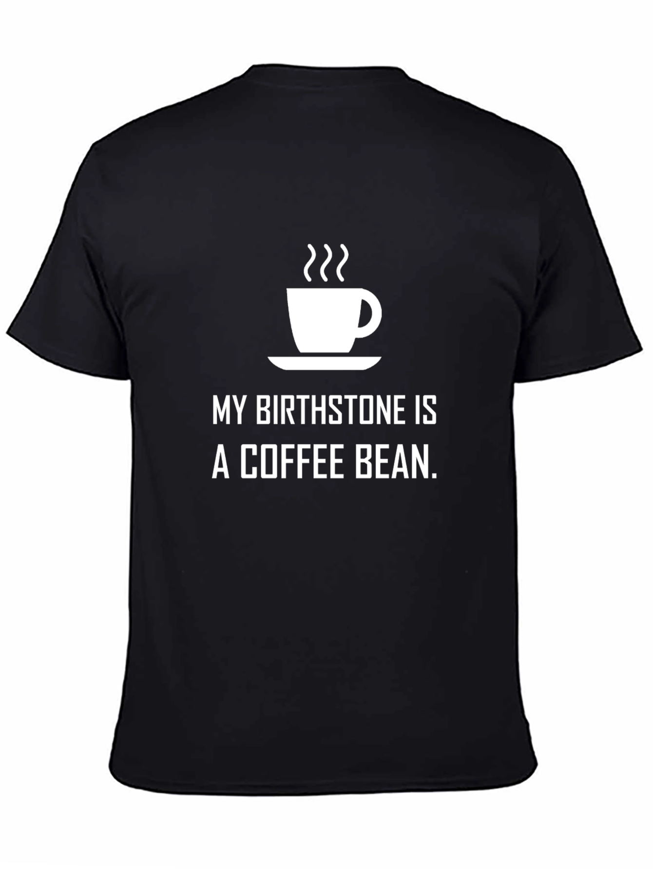 Black Coffee Bean Birthstone T-Shirt - Black, Unisex view 4