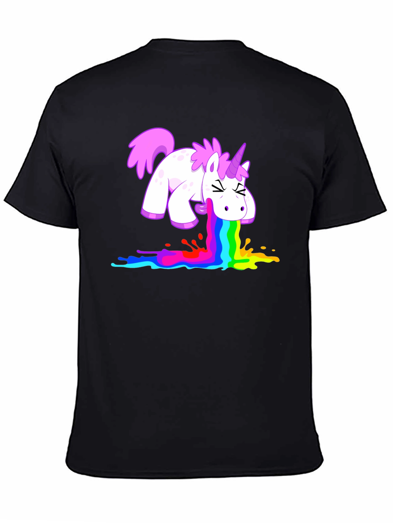 Black Unicorn Rainbow Vomit Graphic Tee view 4