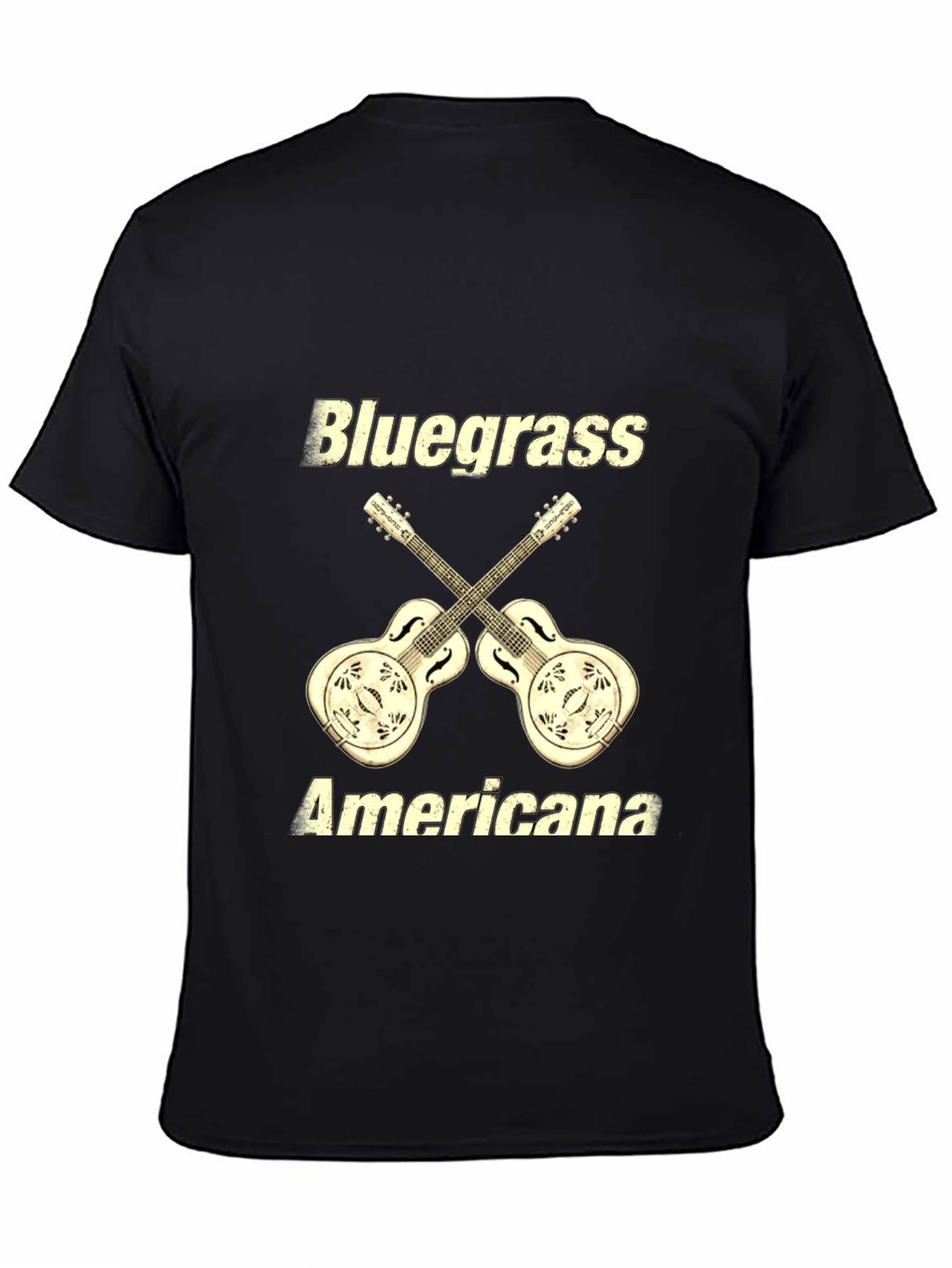 Black Bluegrass Americana Guitar Graphic T-Shirt view 4