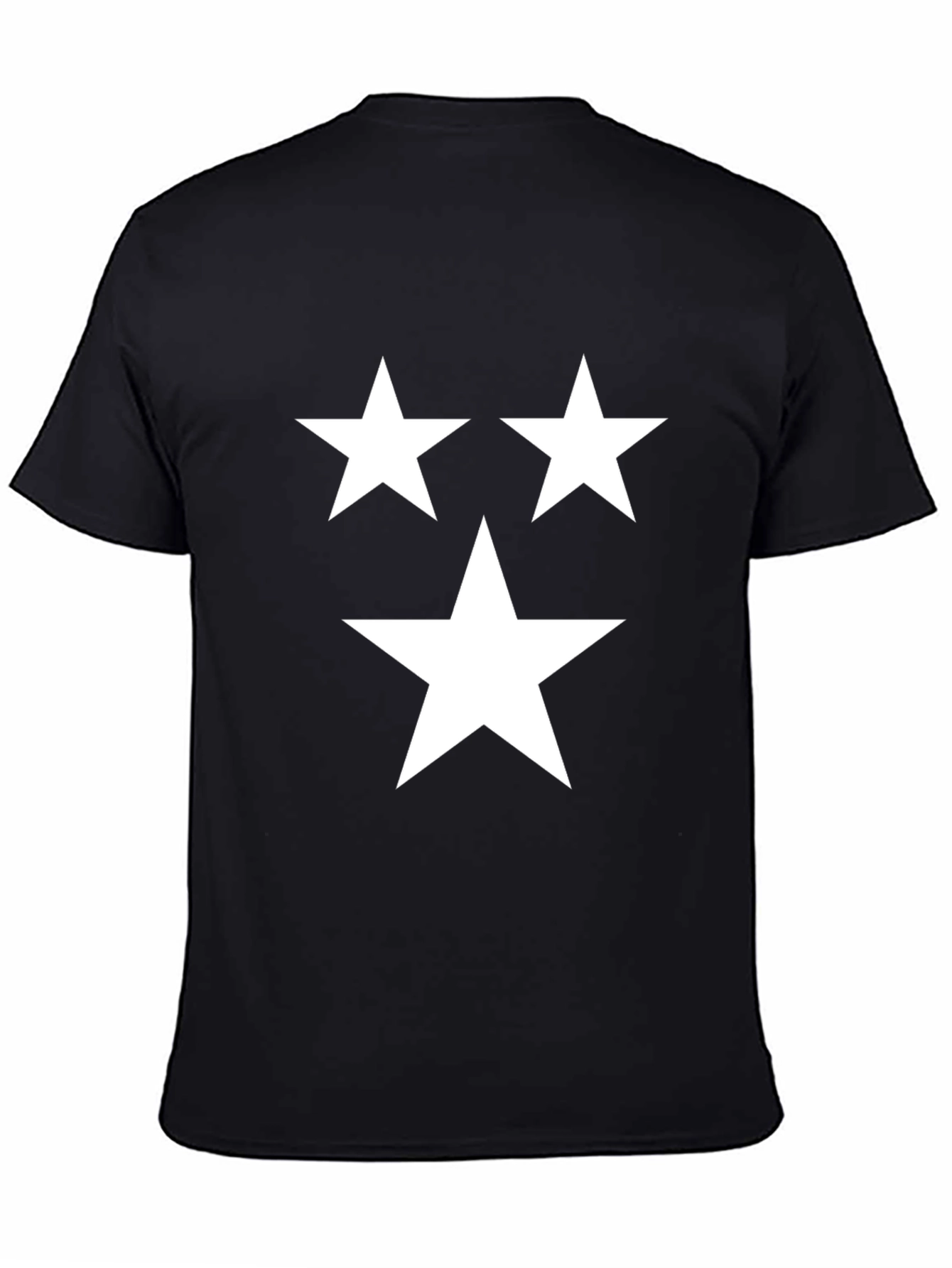 Black Black T-Shirt with Three White Stars view 4