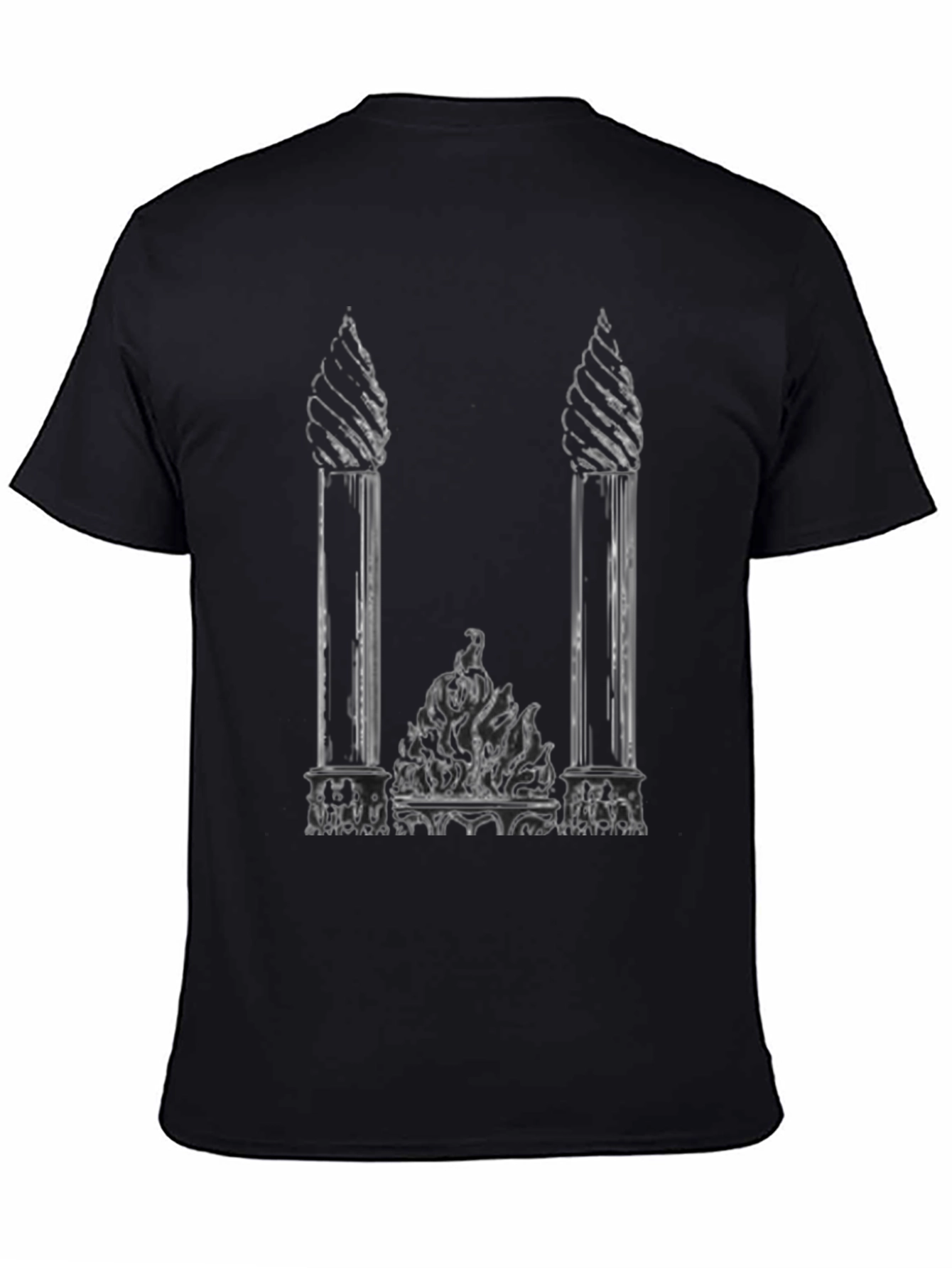 Black Gothic Columns Black T-Shirt - Unique Graphic Tee view 4