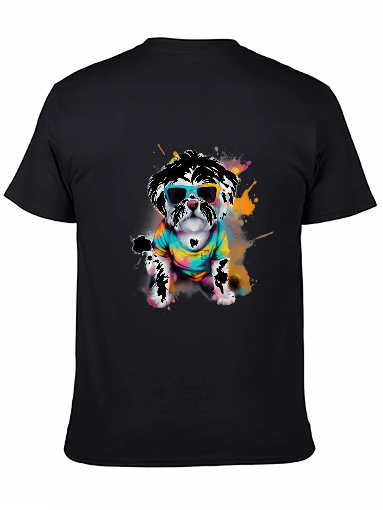 Black Cool Dog Graphic Tee - Funky Puppy Design view 4