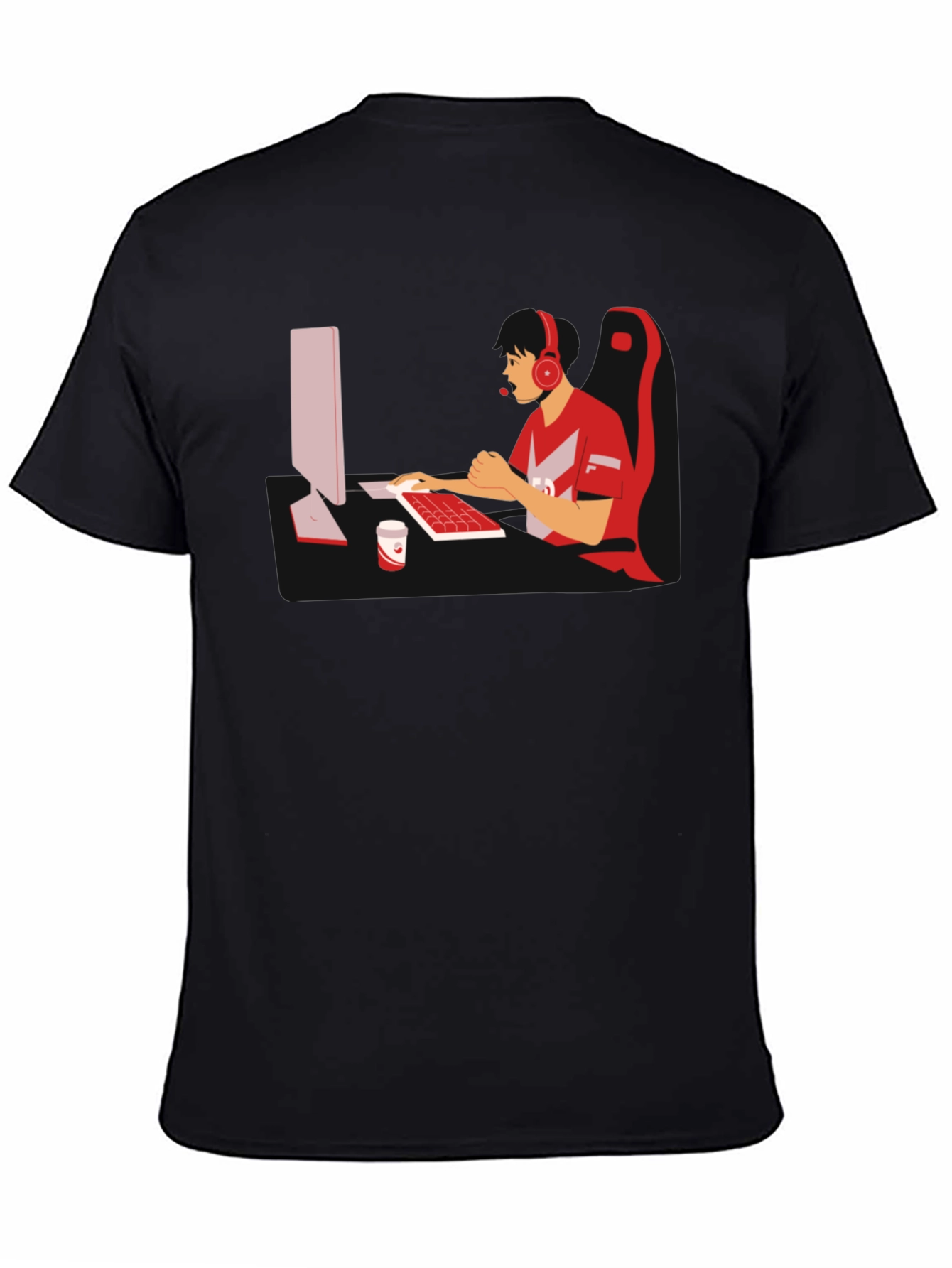 Black Gamer Graphic T-Shirt - Black Cotton Blend view 4
