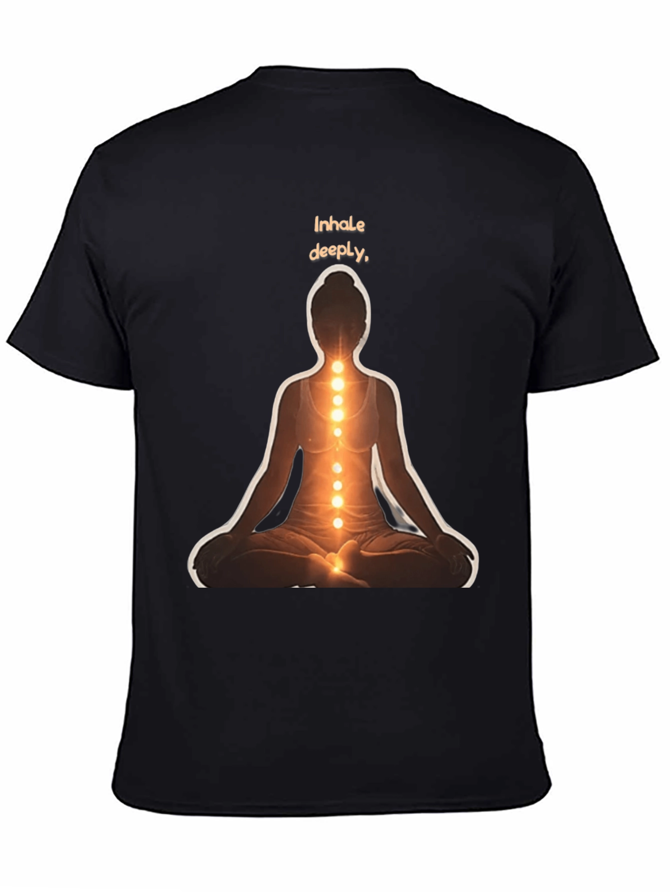 Black Inhale Deeply Meditation T-Shirt view 4