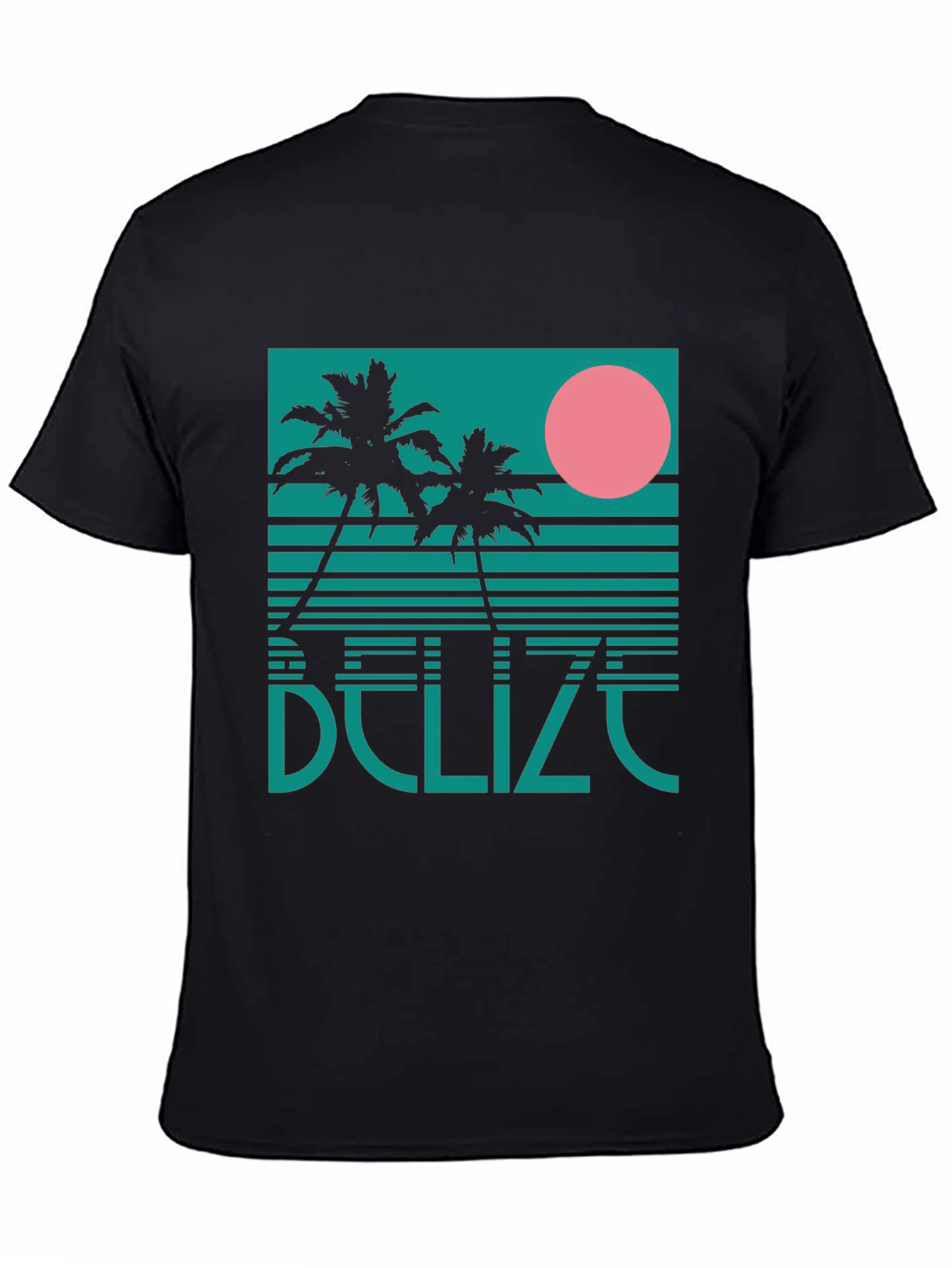 Black Belize Retro Palm Tree Graphic T-Shirt view 4
