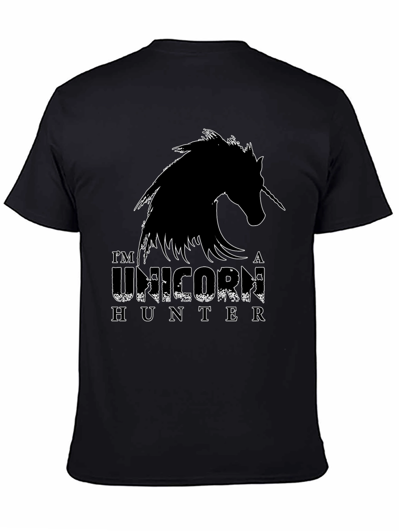 Black Unicorn Hunter Graphic Tee - Black Cotton Shirt view 4