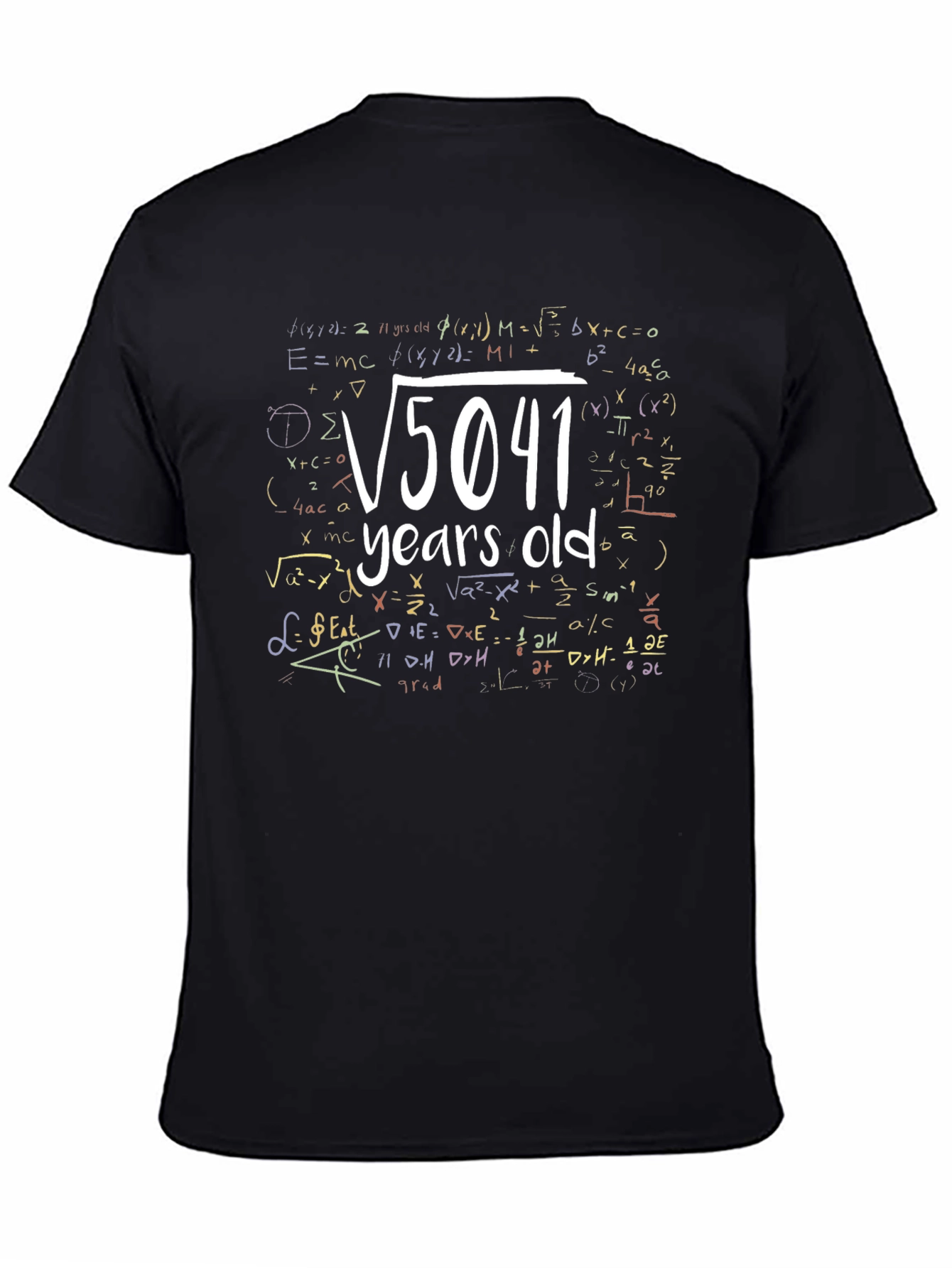 Black Funny Math Formula Birthday T-Shirt - 71 Years Old view 4