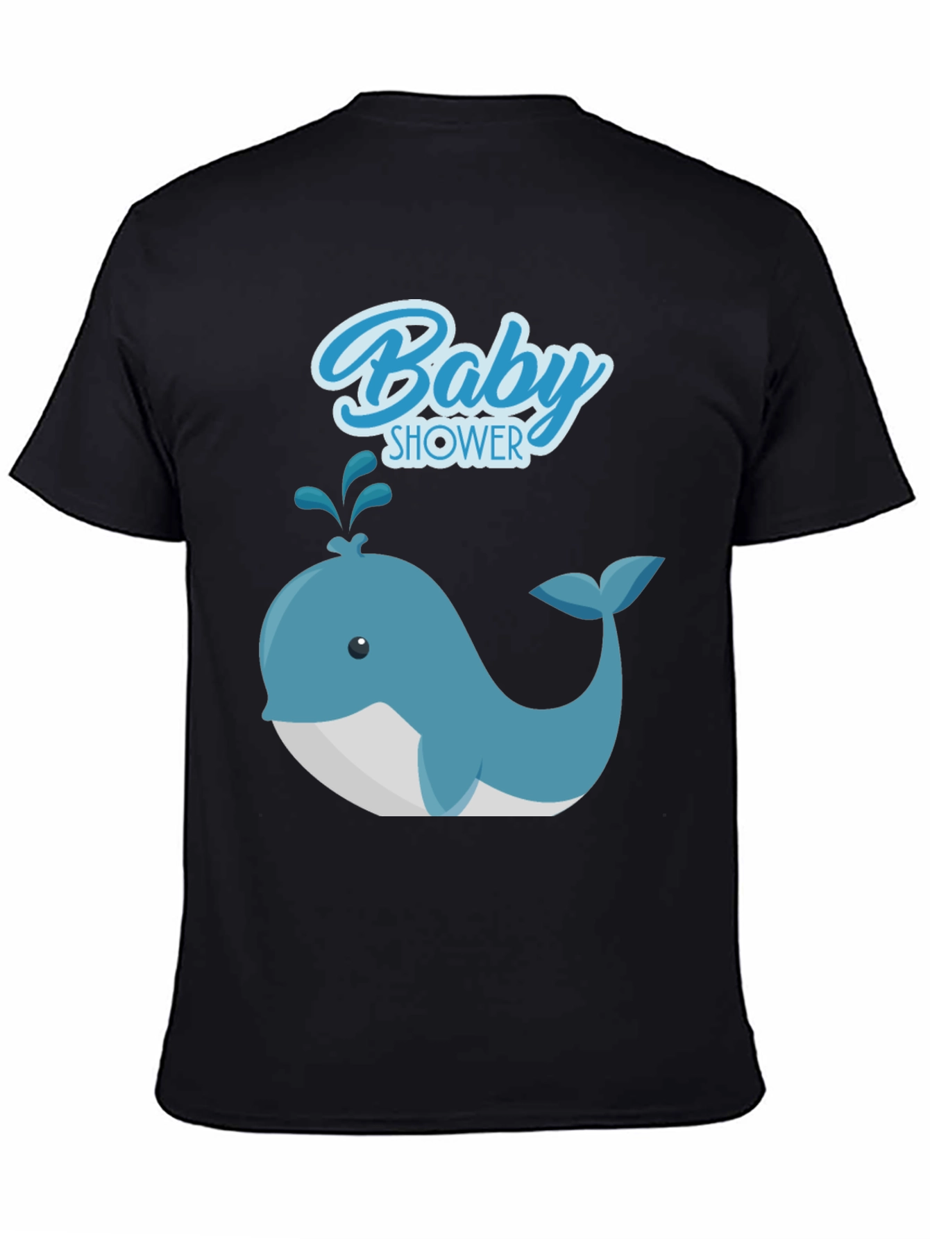 Black Baby Shower Whale Graphic Tee - Soft Cotton T-Shirt view 4