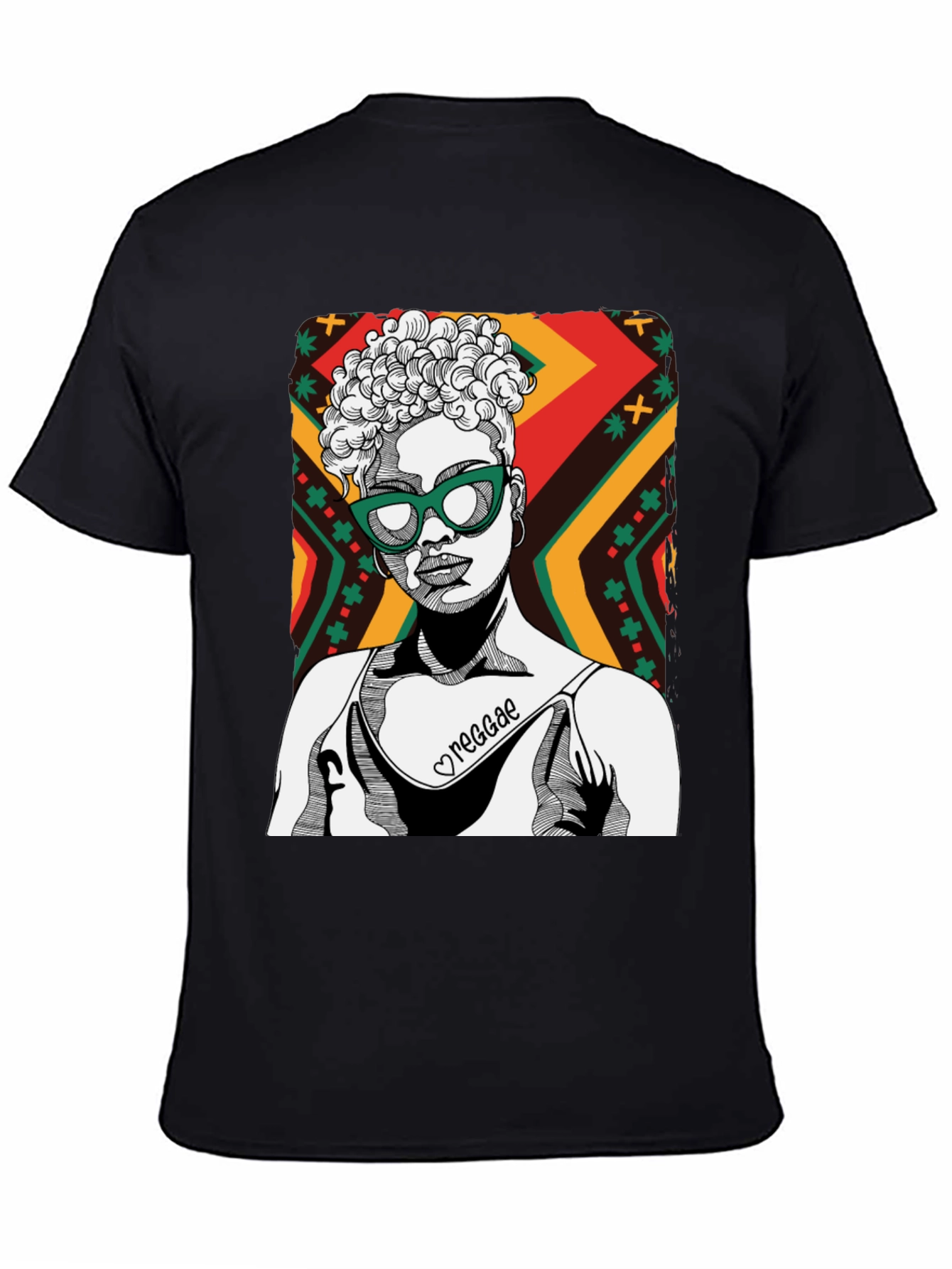 Black Reggae Girl Black Graphic Tee - Cool Unisex Shirt view 4