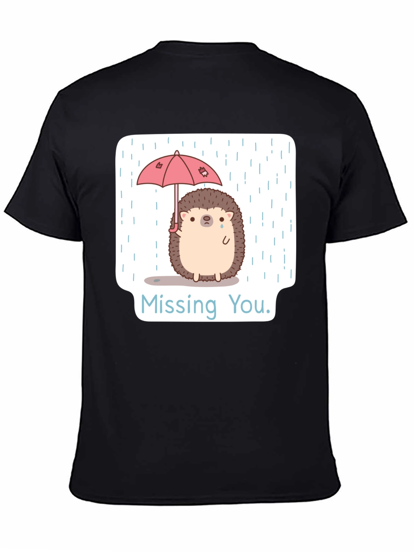 Black Missing You Hedgehog T-Shirt view 4
