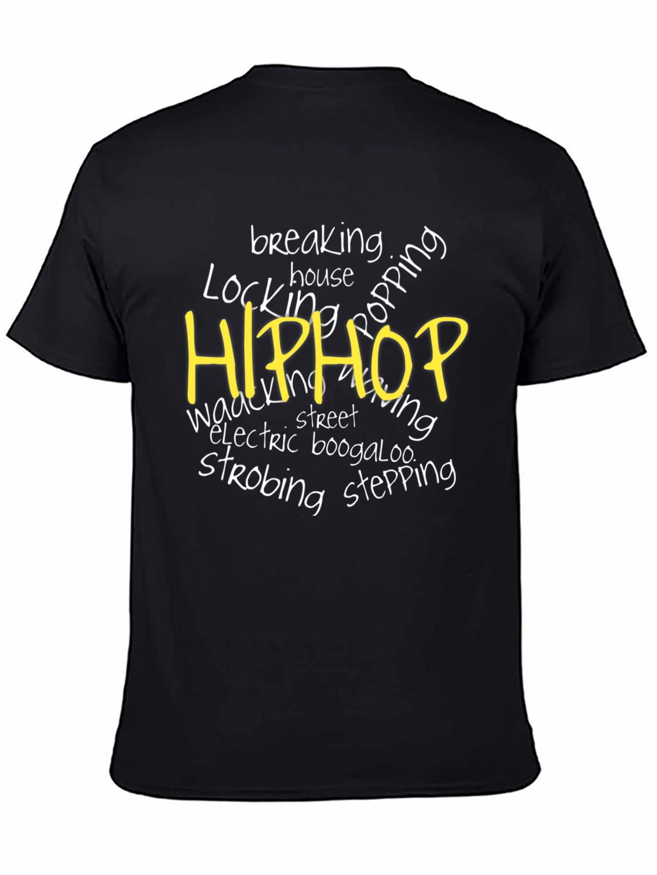 Black Hip Hop Dance Style Black T-Shirt view 4