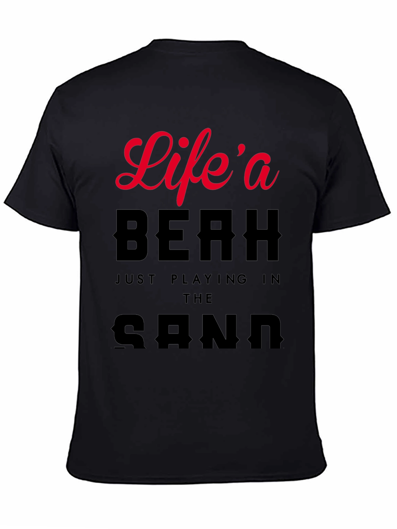 Black Life's a Beach Graphic Men's Black T-Shirt view 4