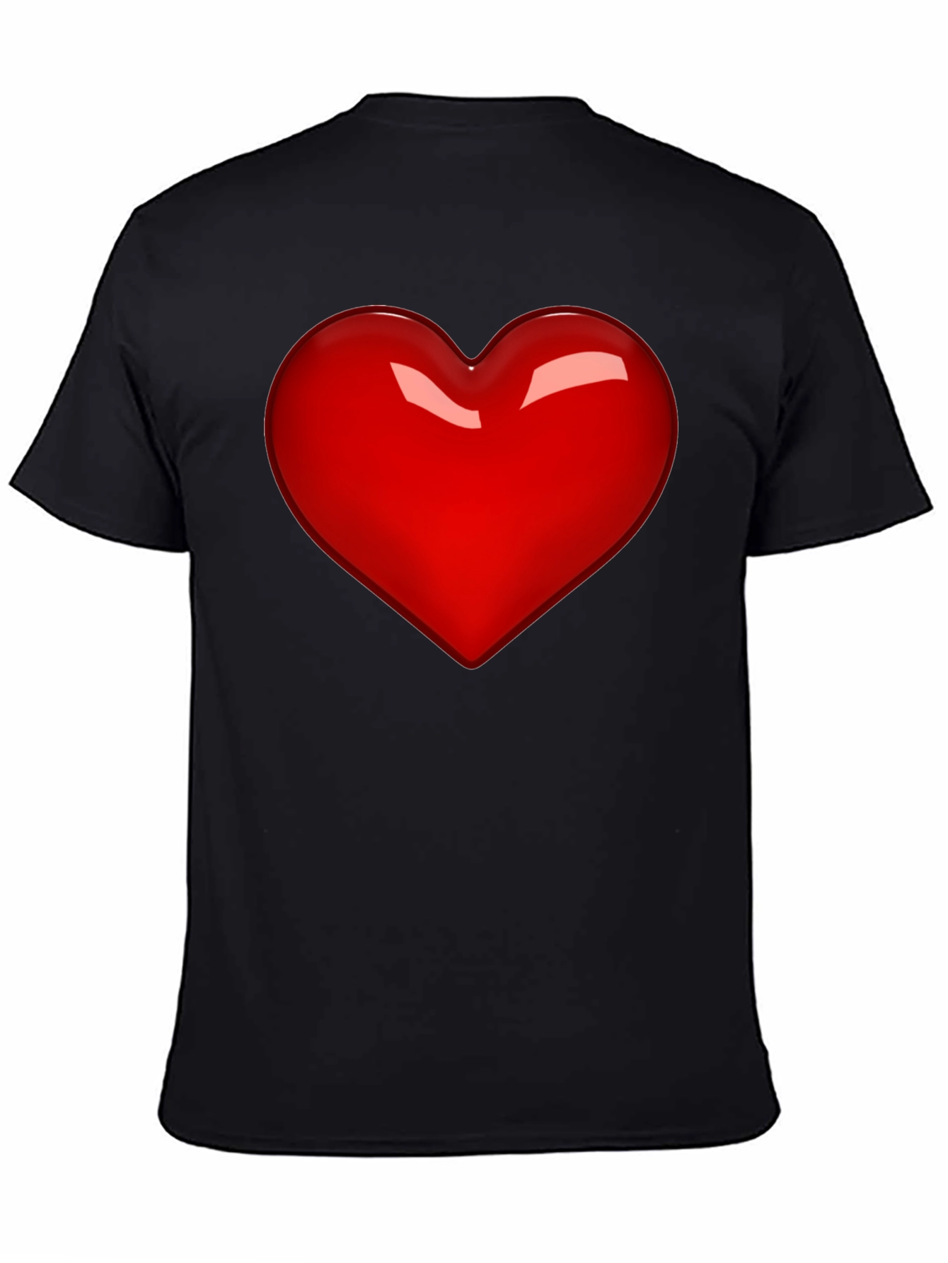 Black Bold Red Heart Graphic Tee - Men's Black T-Shirt view 4