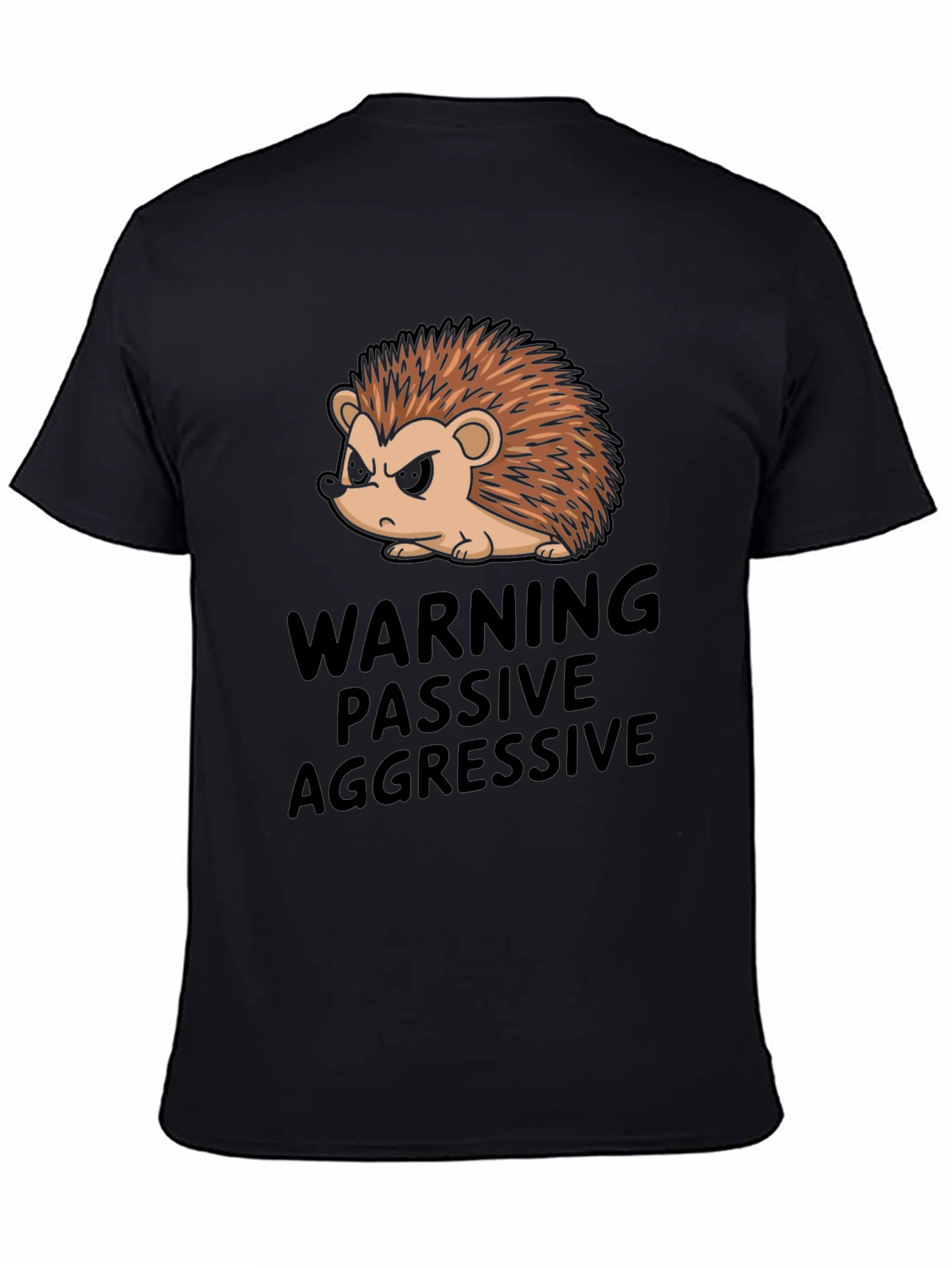 Black Passive Aggressive Hedgehog T-Shirt view 4