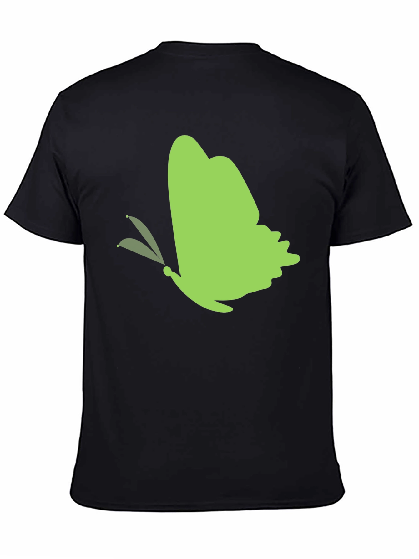 Green Butterfly Black T-Shirt - 4