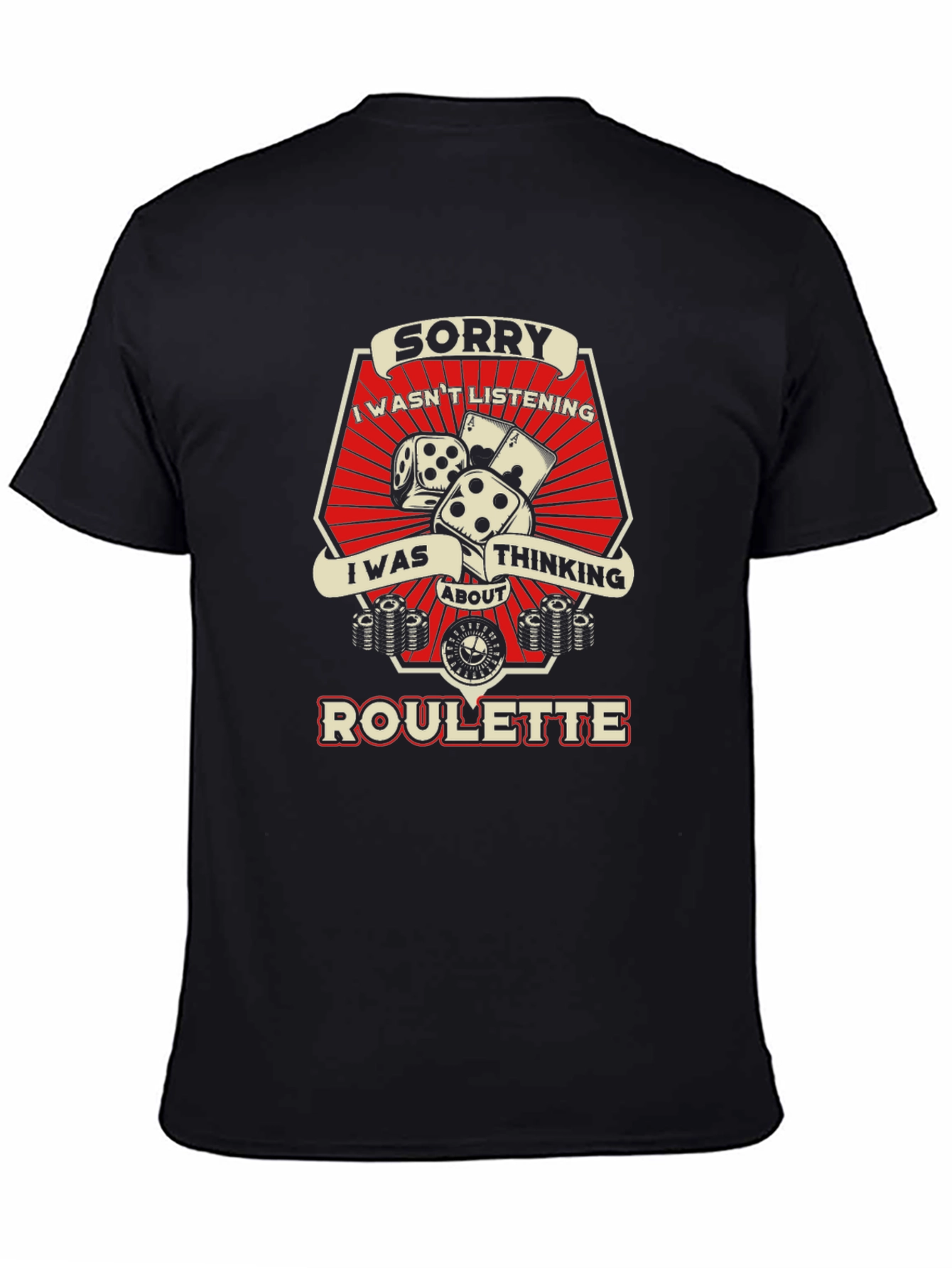 Black Roulette Thinking Funny T-Shirt view 4