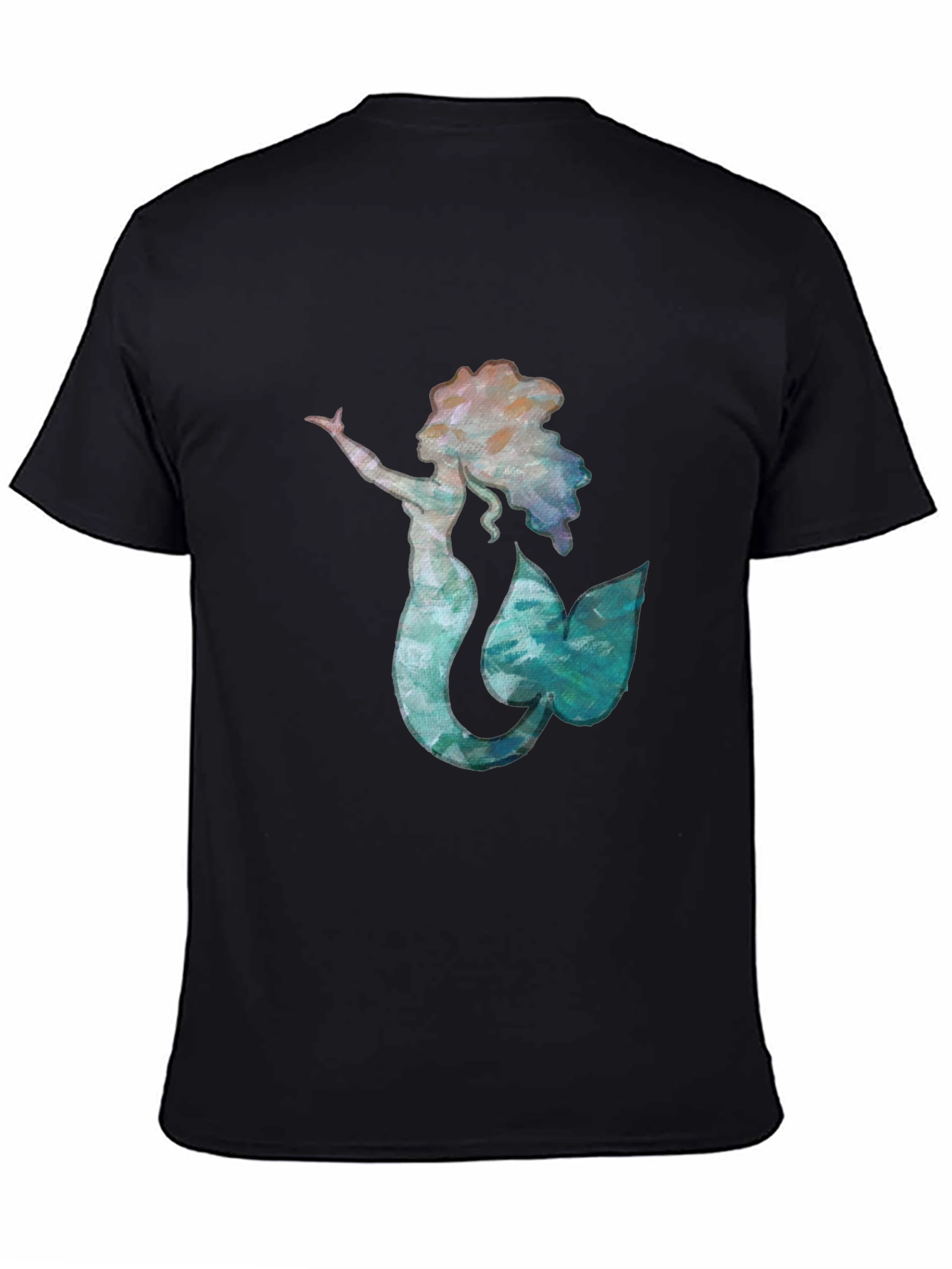 Black Mermaid Graphic Black Tee - Unique Ocean Lover Shirt view 4