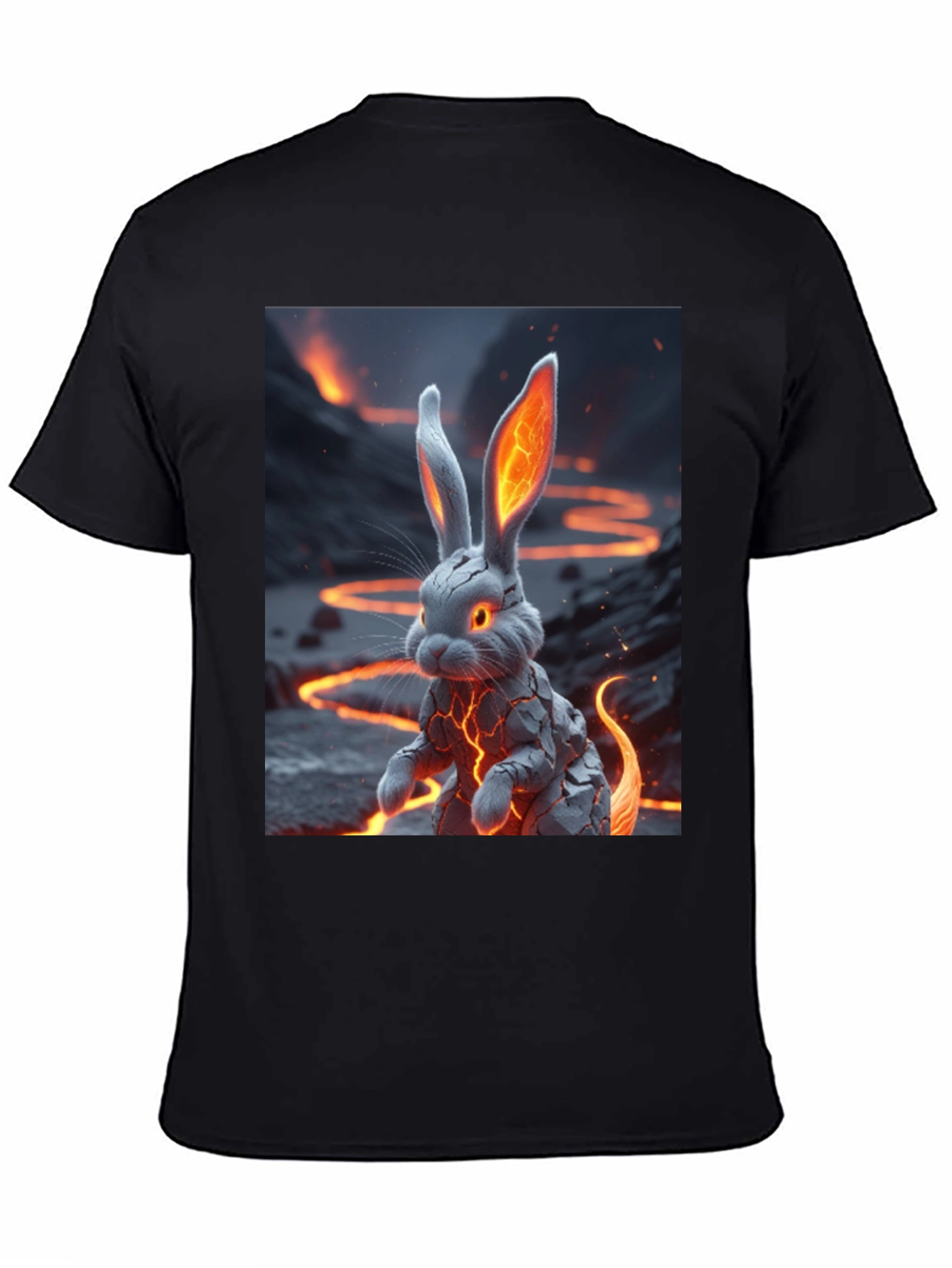 Black Lava Rabbit Graphic Tee - Unique Design! view 4