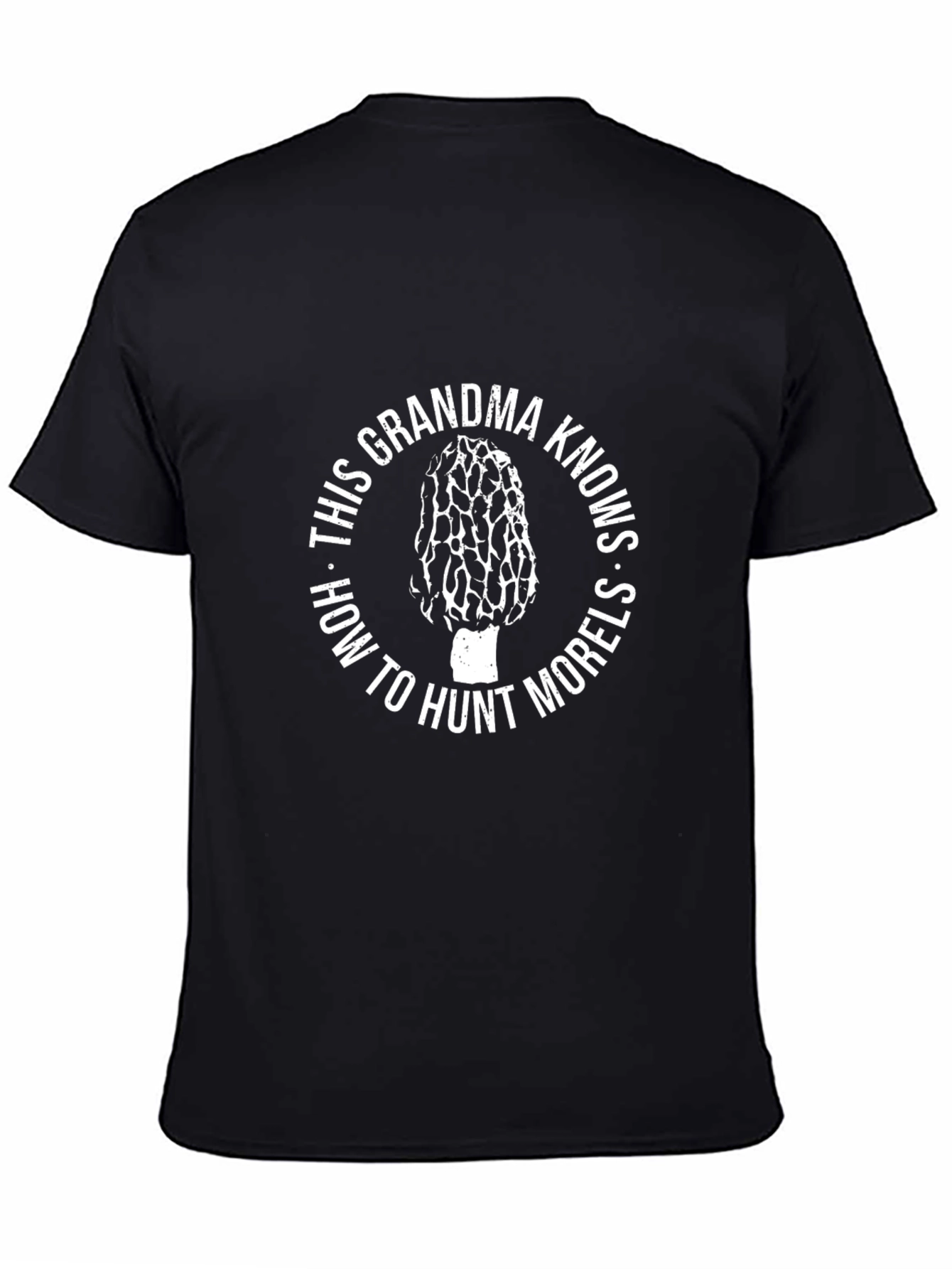 Black Grandma Hunts Morels T-Shirt - Funny Mushroom Hunting Tee view 4