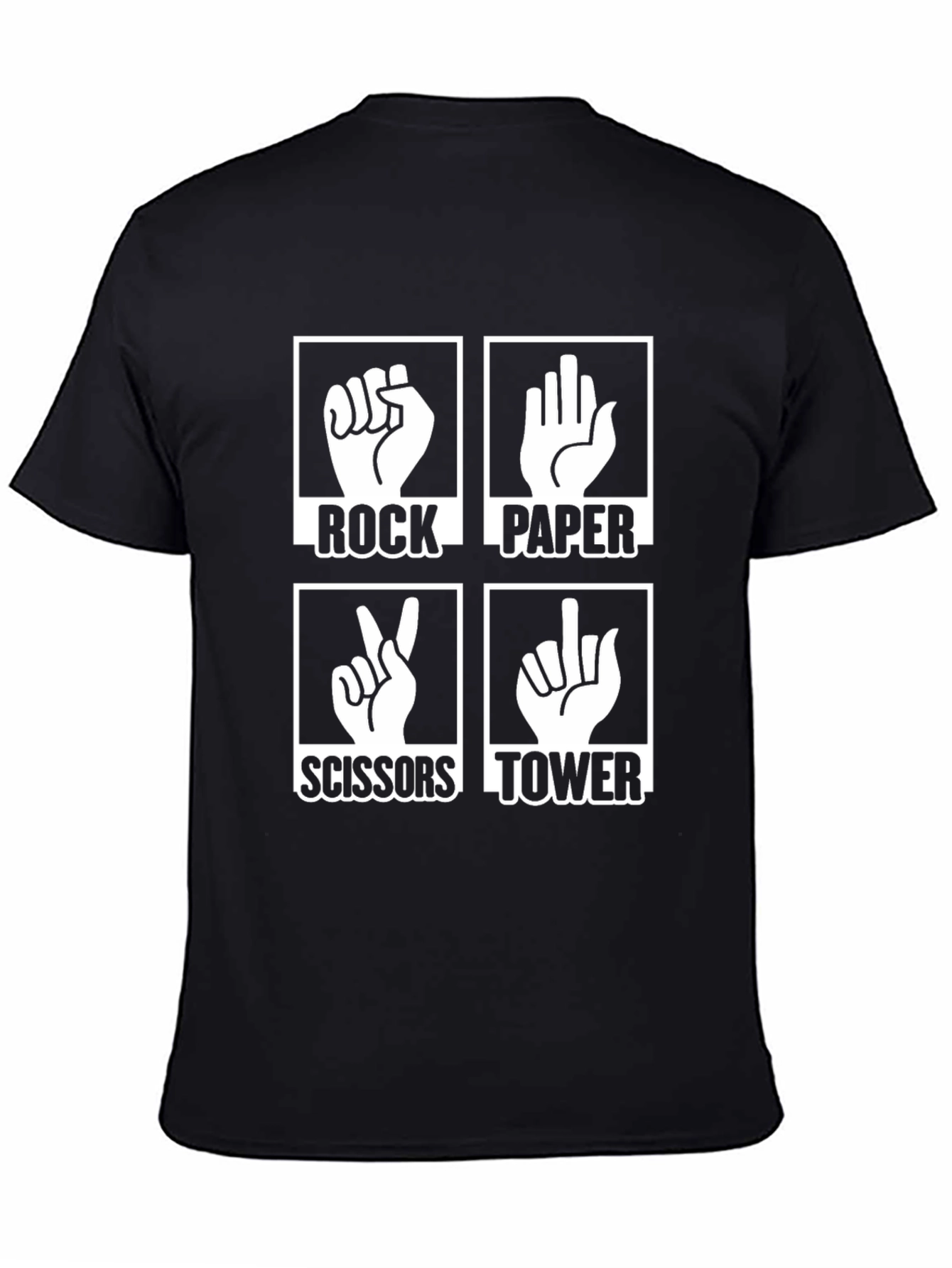Black Rock Paper Scissors Tower Graphic T-Shirt view 4
