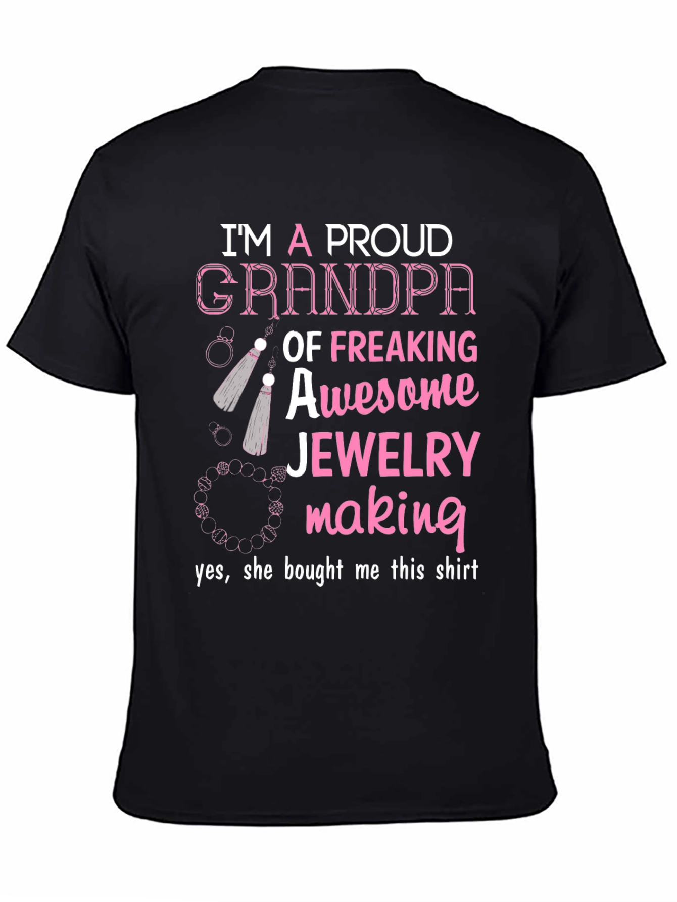 Black Proud Grandpa Jewelry Making T-Shirt view 4