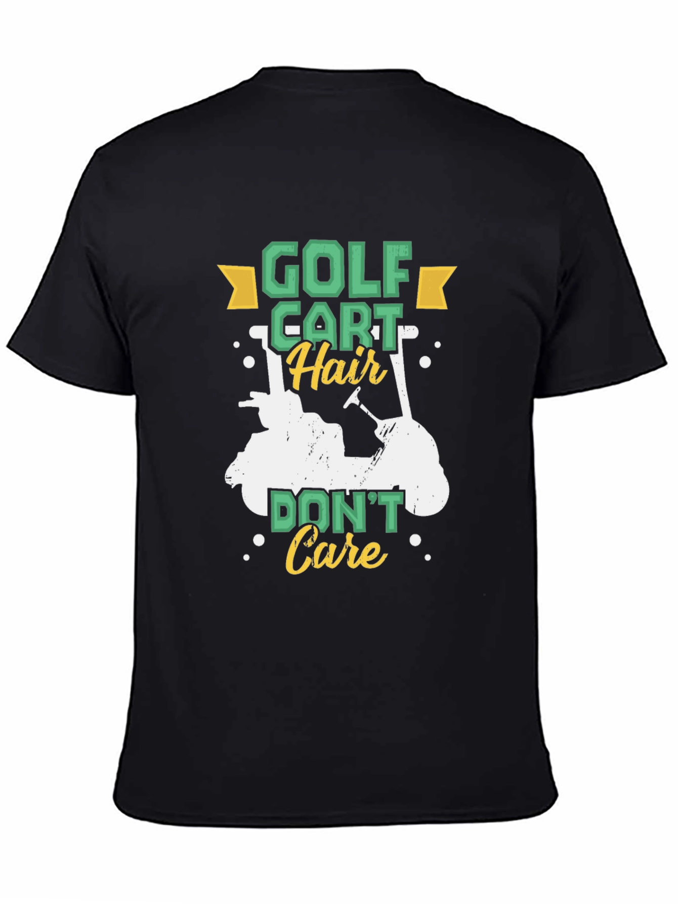 Black Golf Cart Hair Don't Care Tee view 4