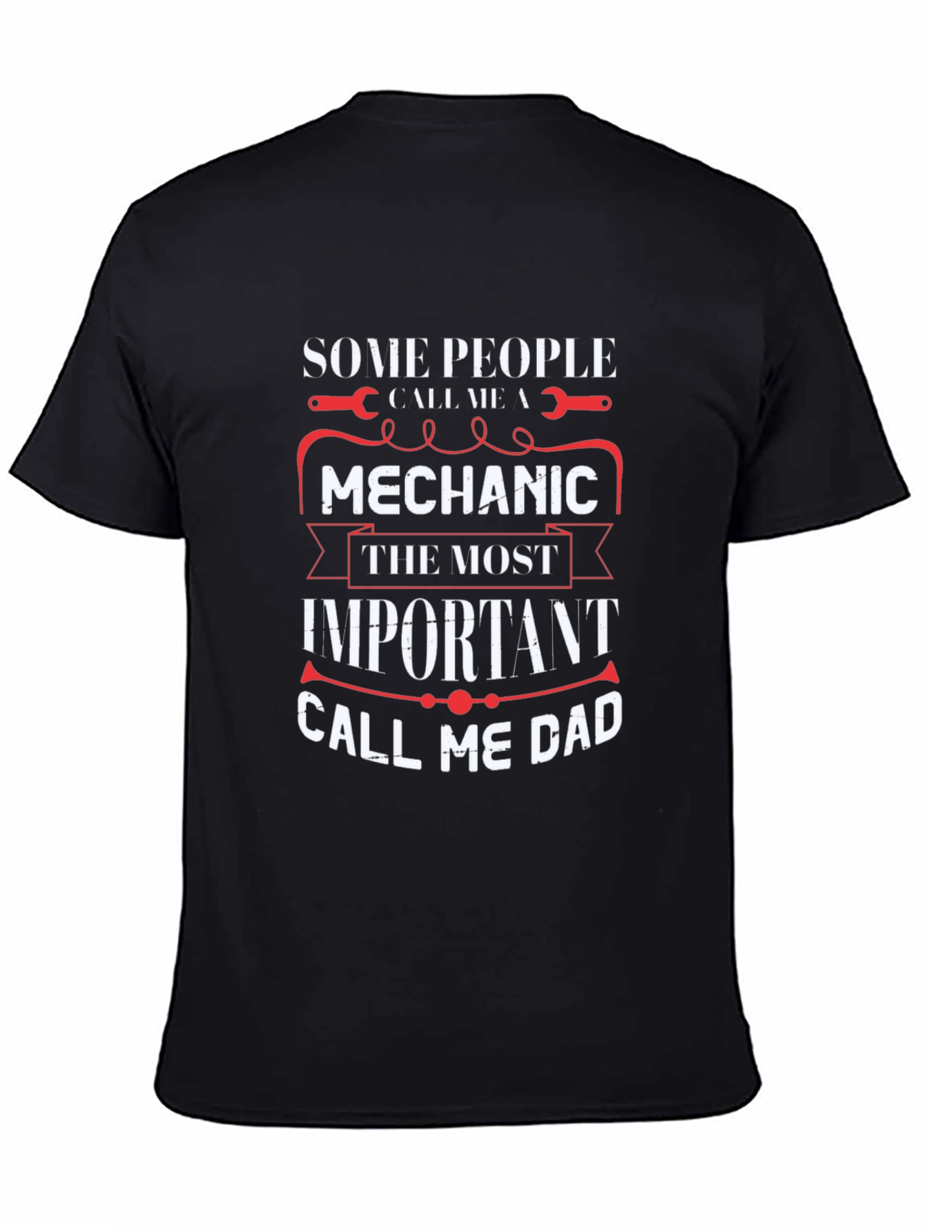 Black Mechanic Dad T-Shirt - Black view 4