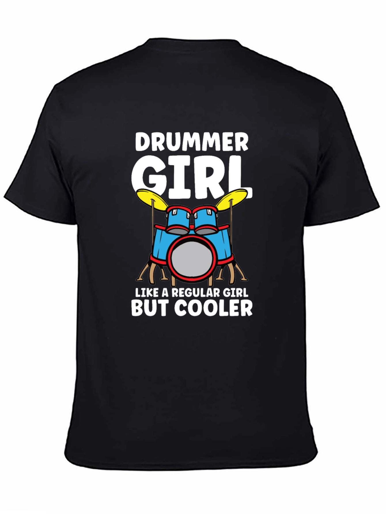 Black Drummer Girl T-Shirt - Music Lover Tee view 4