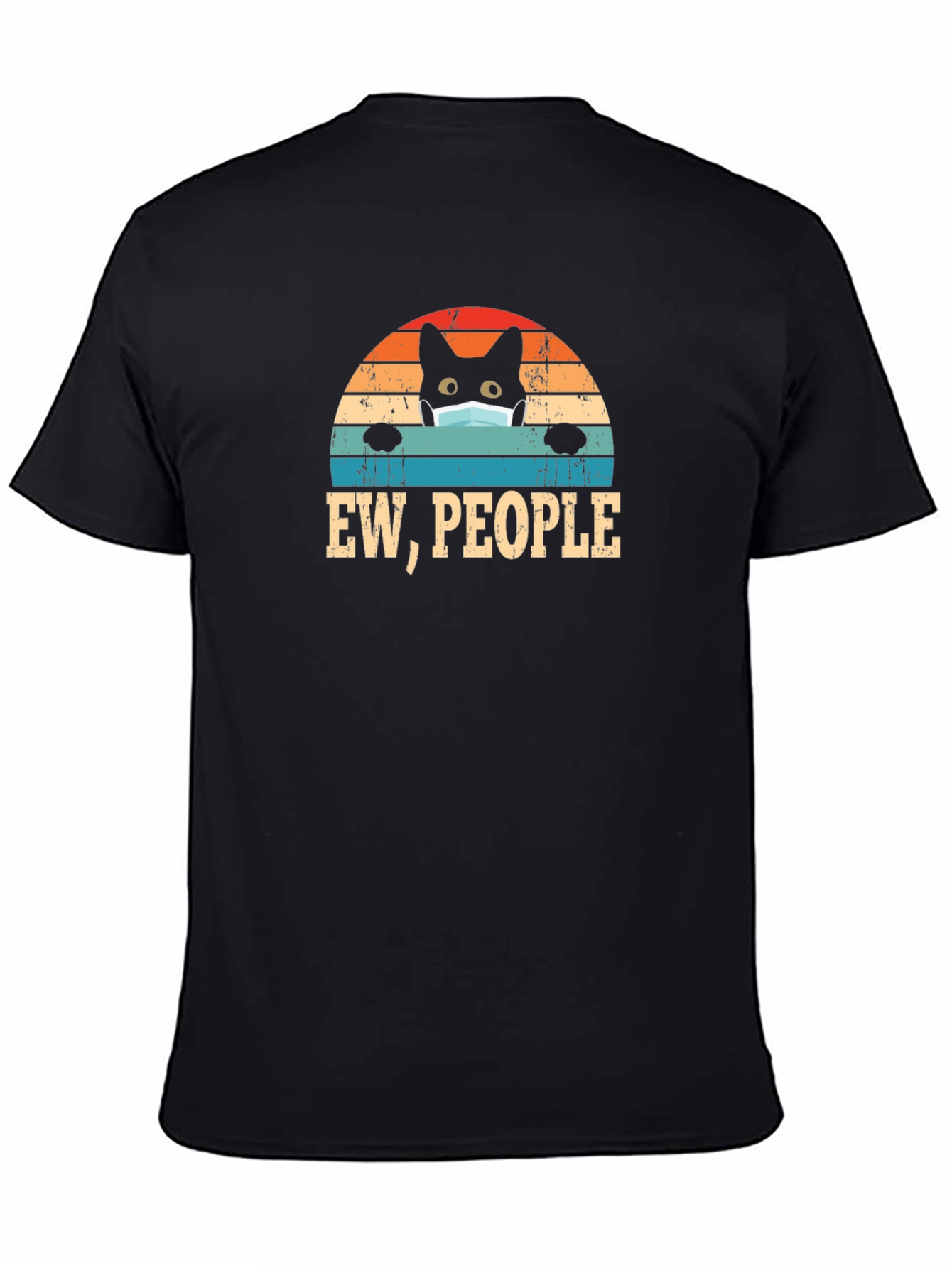 Black Ew, People Black Cat Mask T-Shirt view 4