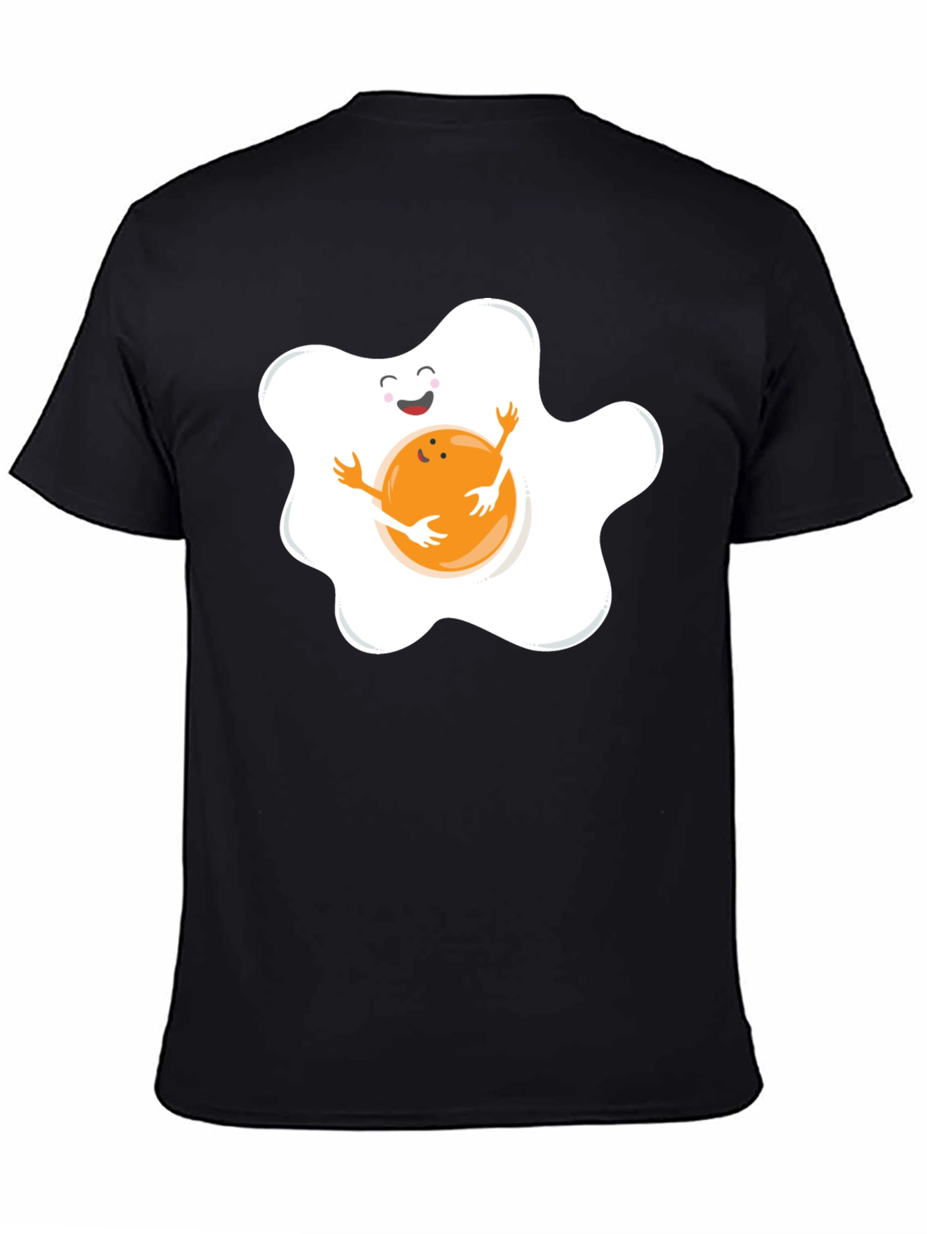 Black Cute Egg Hug Graphic Black Tee view 4