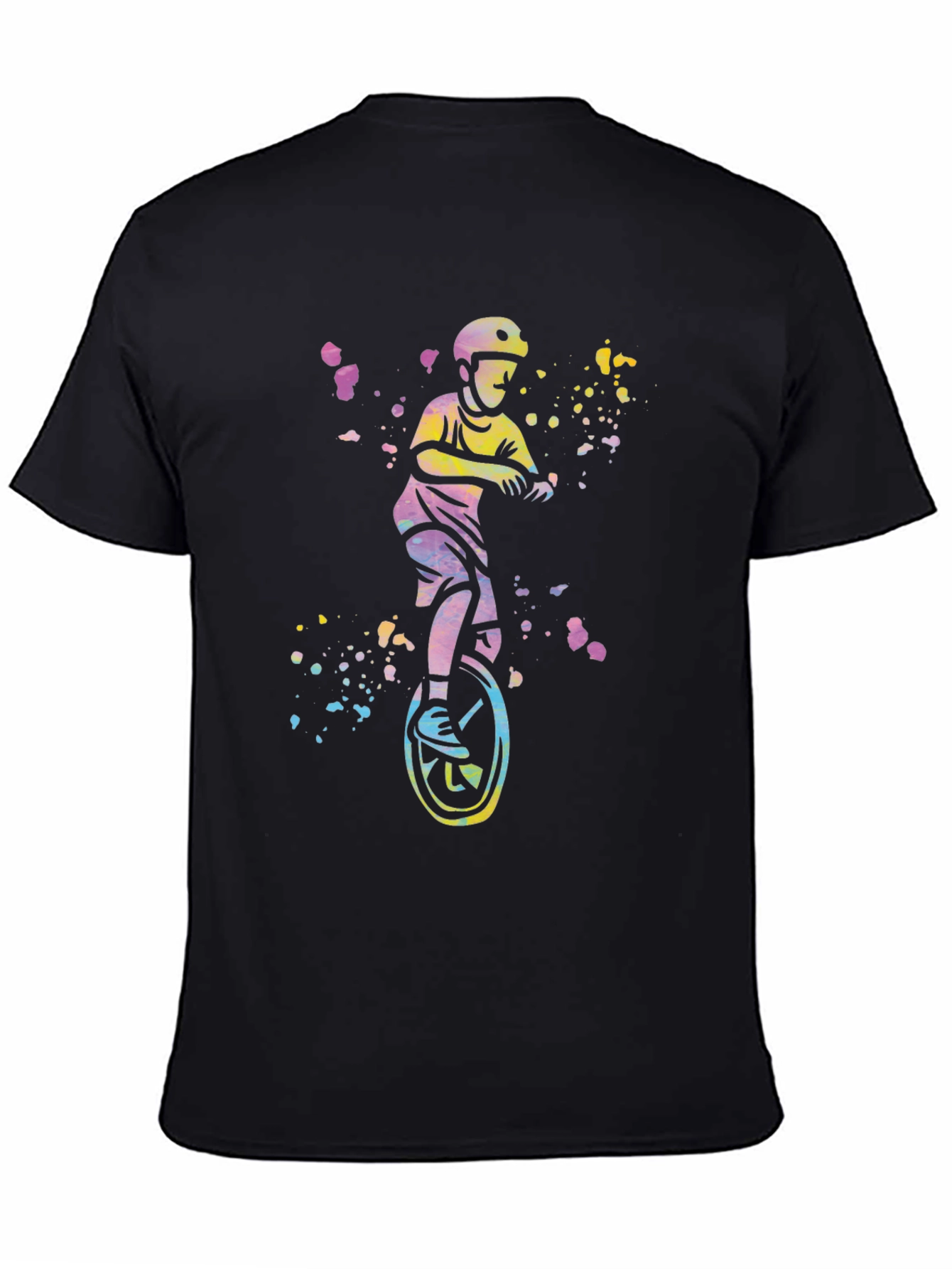 Black Unicyclist Graphic Tee - Colorful Fun Design view 4