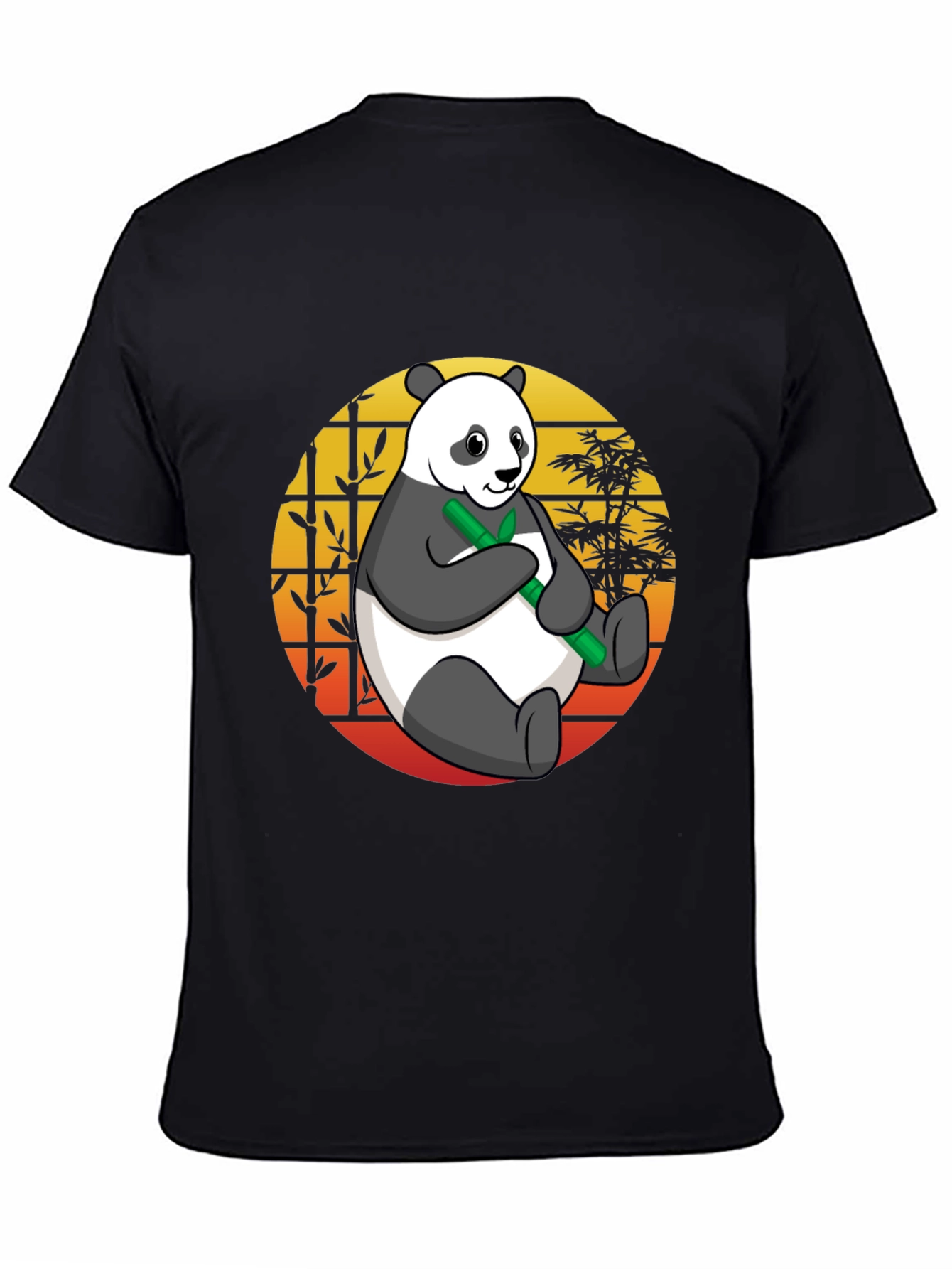 Black Panda Bamboo T-Shirt - Men's Black Graphic Tee view 4