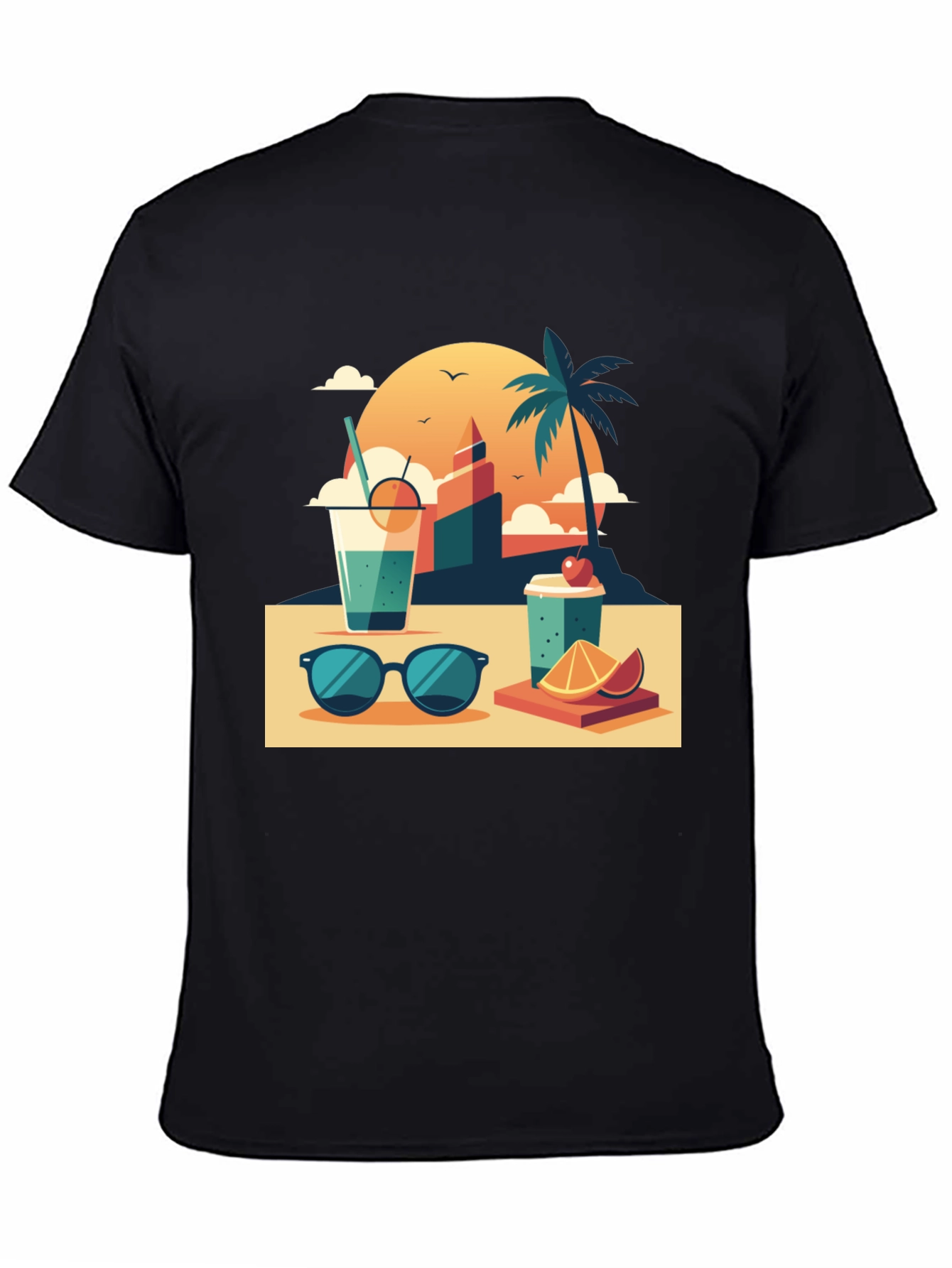 Black Summer Vibes Graphic T-Shirt view 4