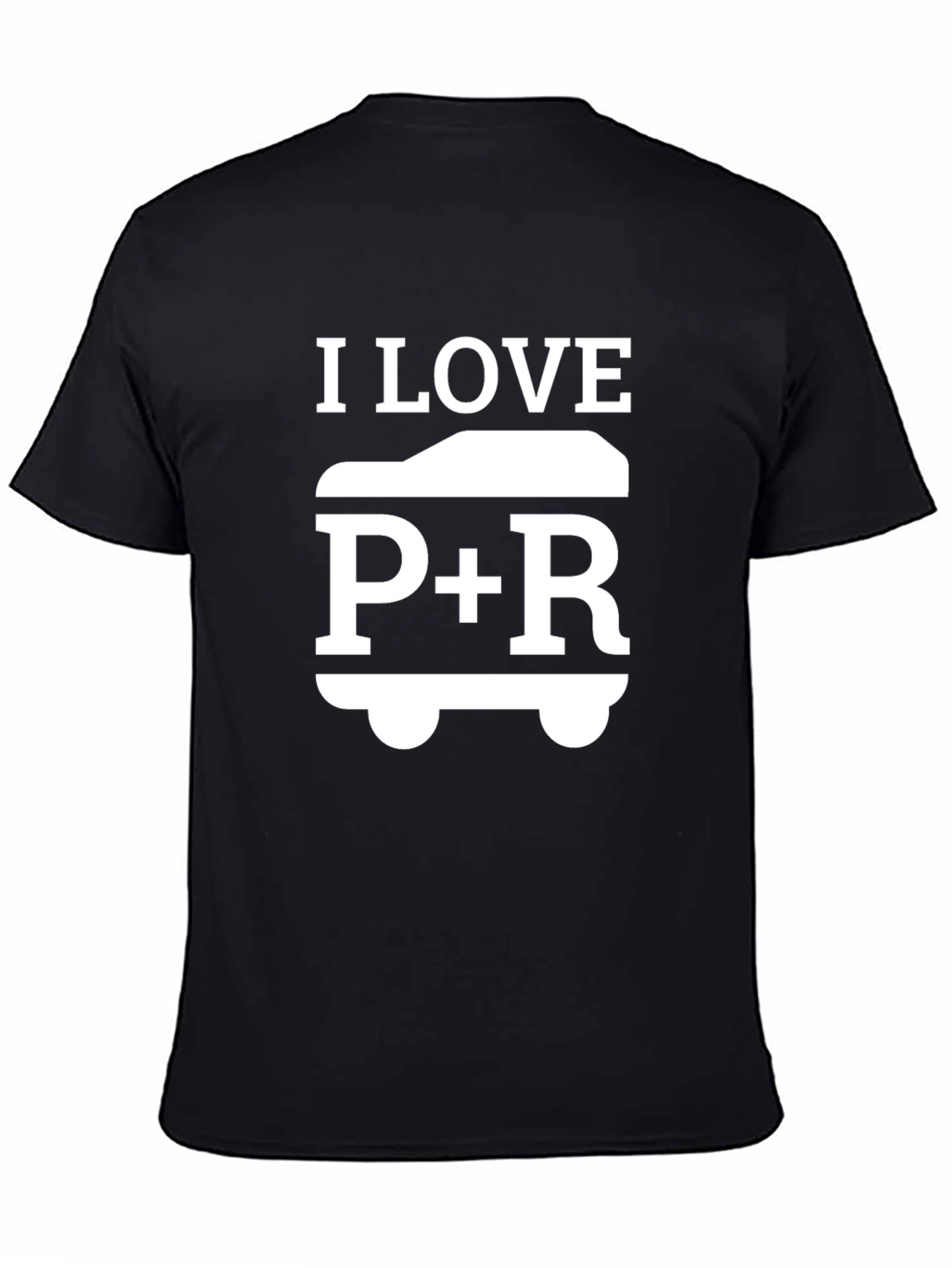 Black I Love P+R Car T-Shirt - Black view 4