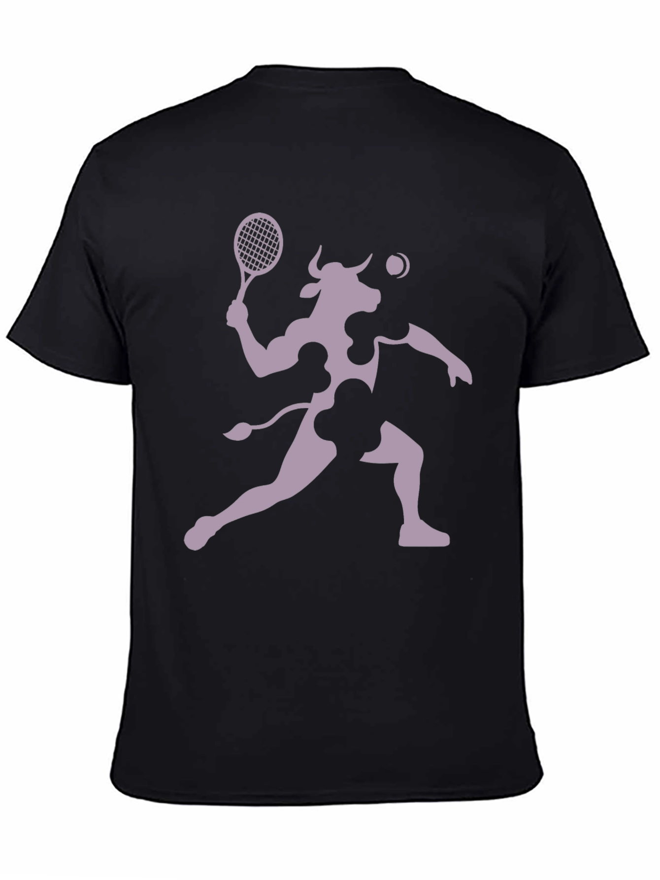 Black Tennis Cow Graphic T-Shirt - Funny Sports Tee view 4