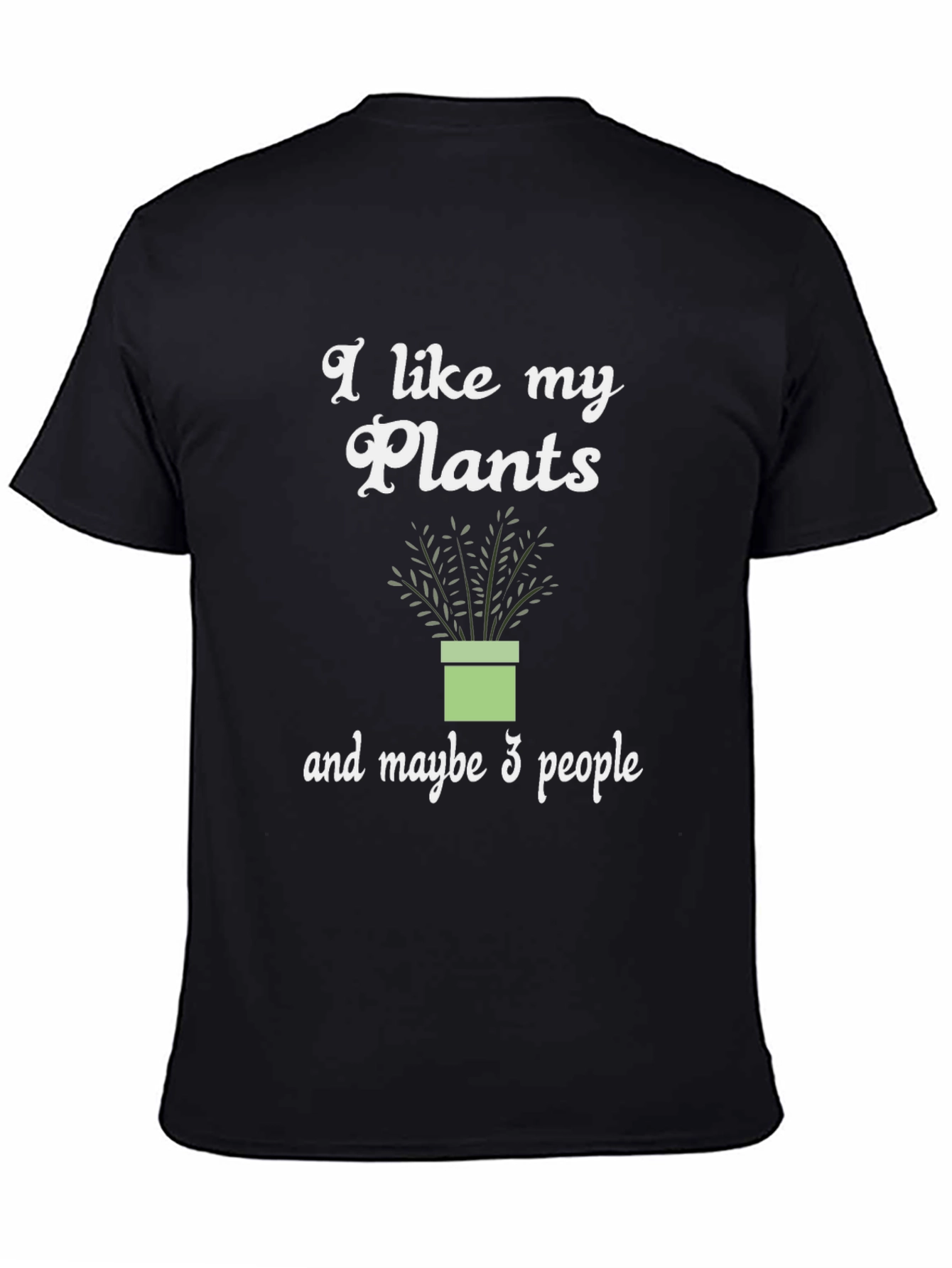 Black I Like My Plants and Maybe 3 People Graphic Tee view 4