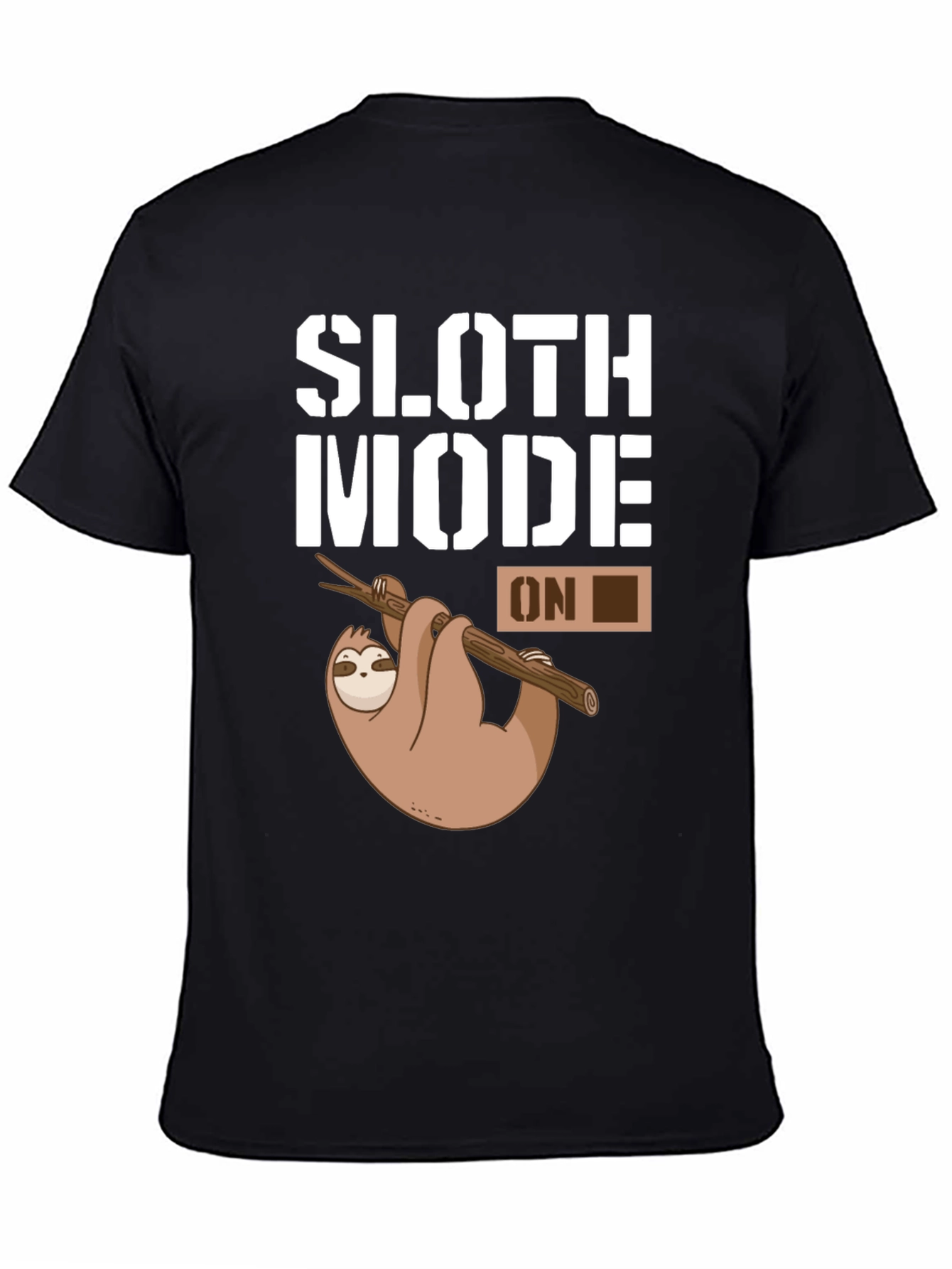 Black Sloth Mode On Graphic T-Shirt - Black Casual Tee view 4