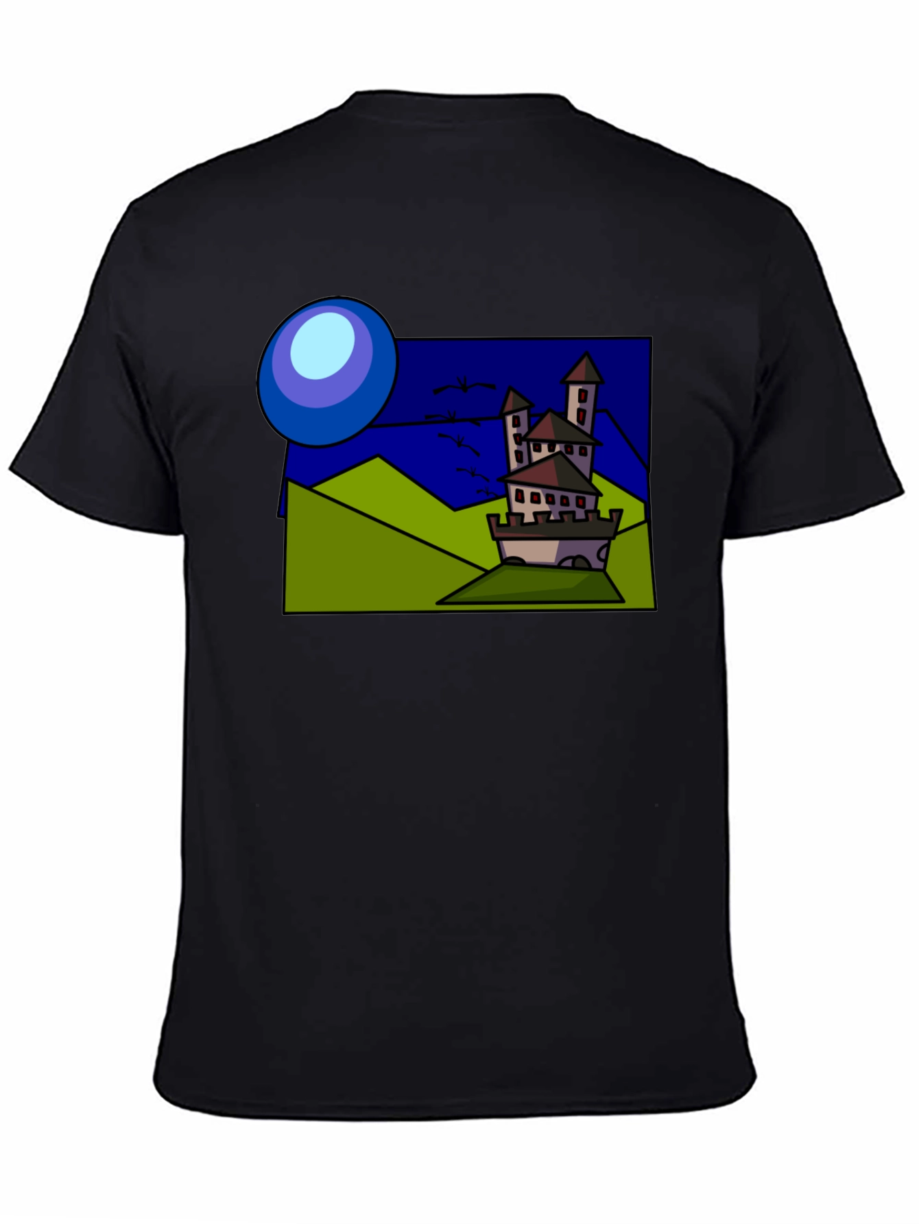 Black Cartoon Castle T-Shirt: Quirky Design, Classic Fit view 4